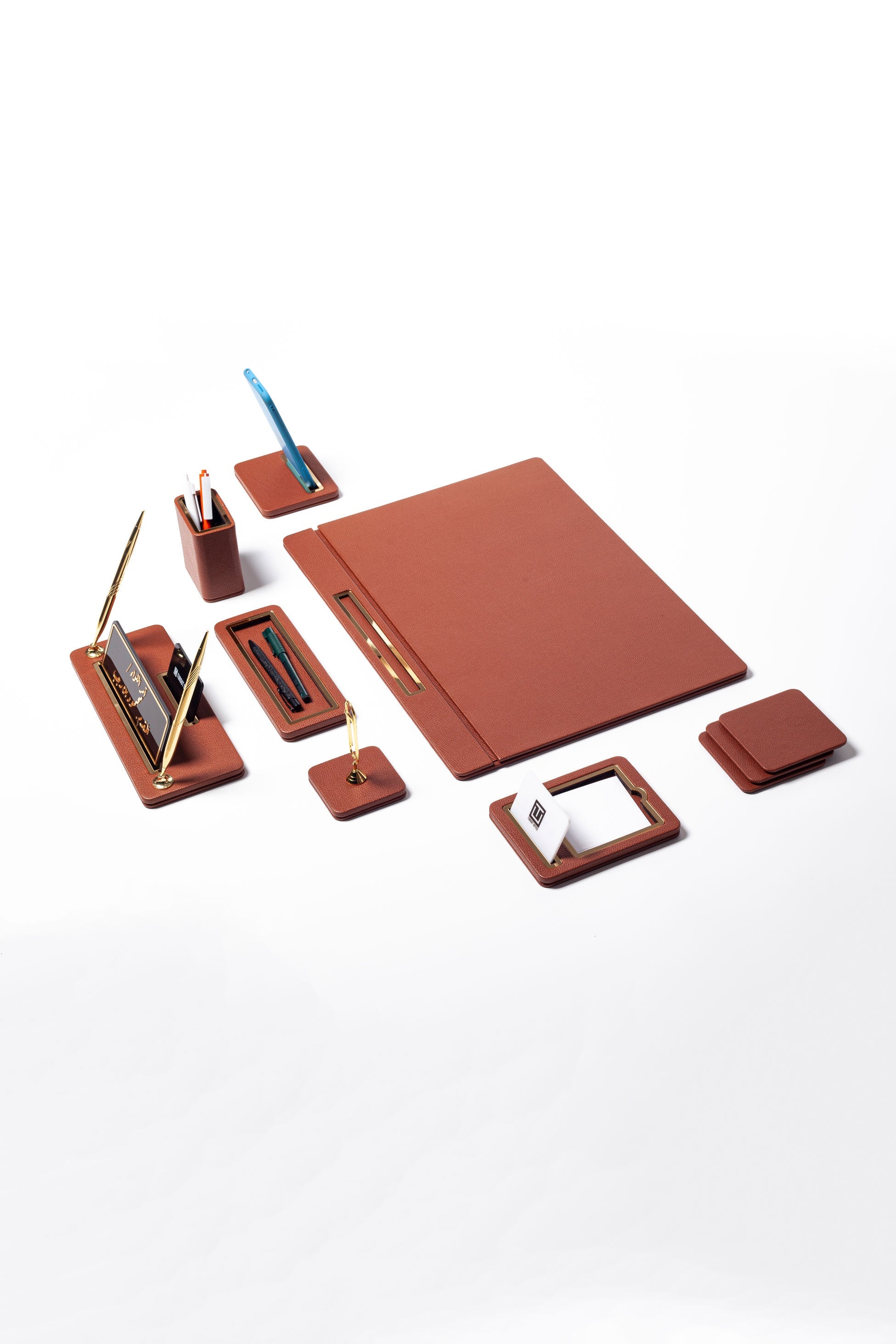 Capella Leather Desk Set Taba 8 Pieces Covered Model