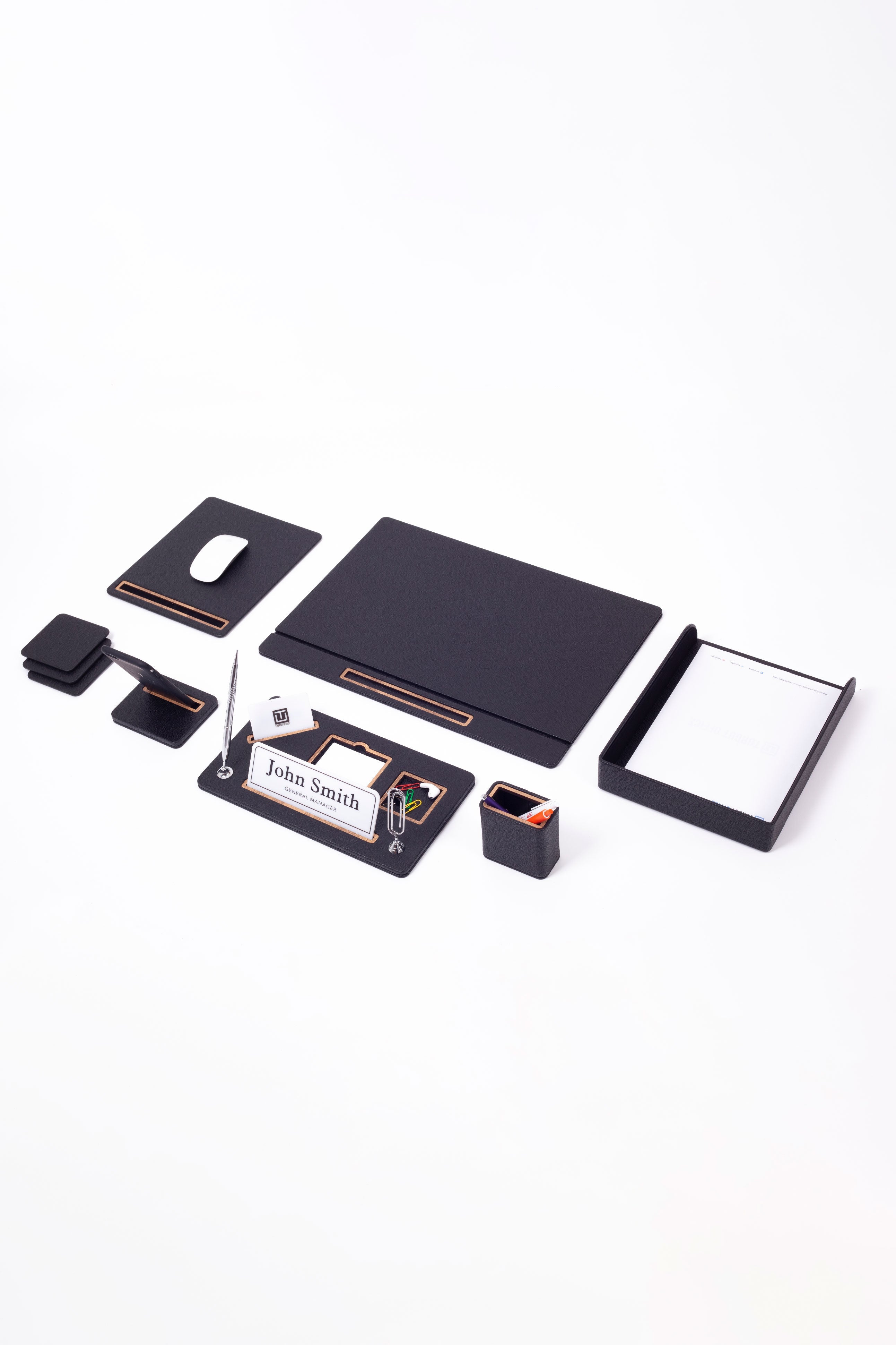 Royal Leather Desk Set 7 Piece Covered Model