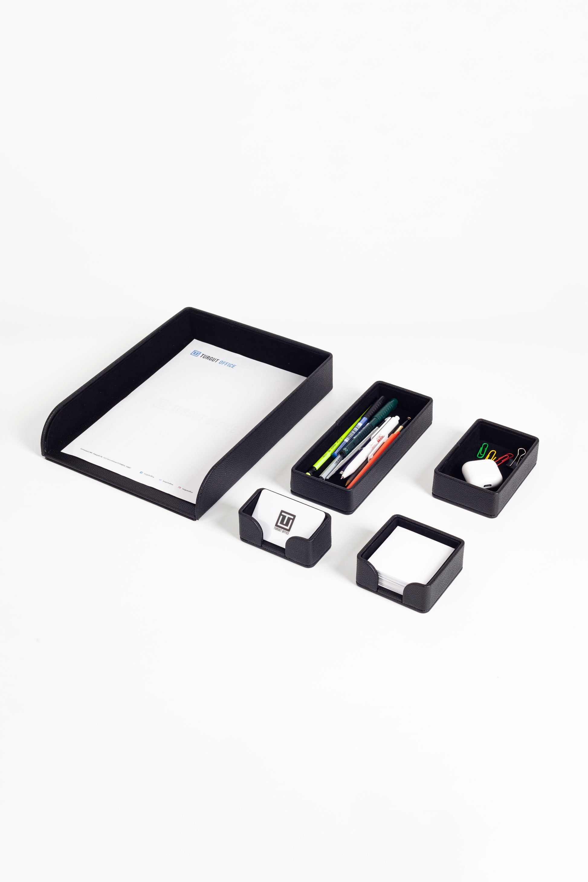 Felix Desktop Leather Organizer Set 5 Pieces Black