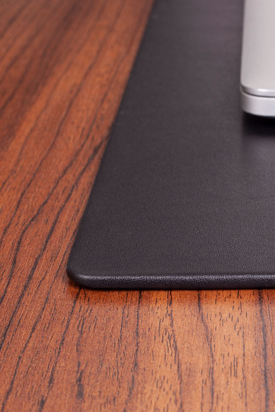 Leather Desk Mat Plain Black 60x35cm