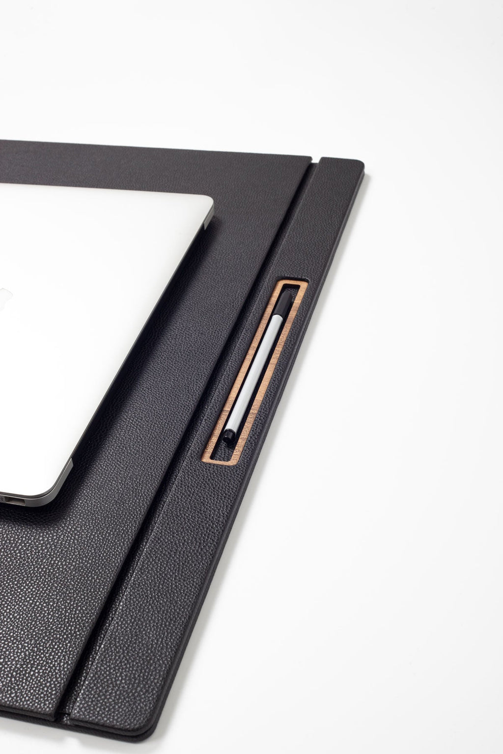 Leather Covered Desk Desk Black Wood Detail 60x40cm