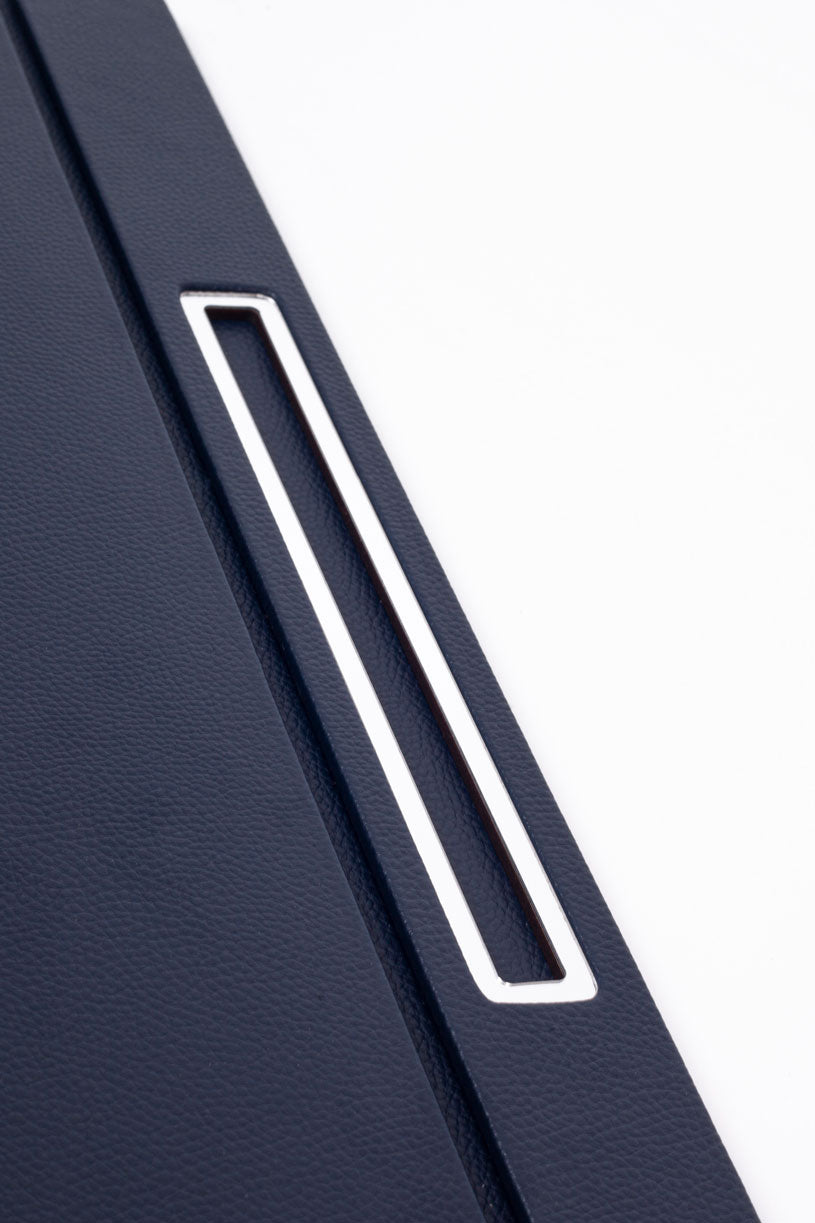 Leather Covered Desk Desk Lacquer Blue Chrome Detailed 50x35cm