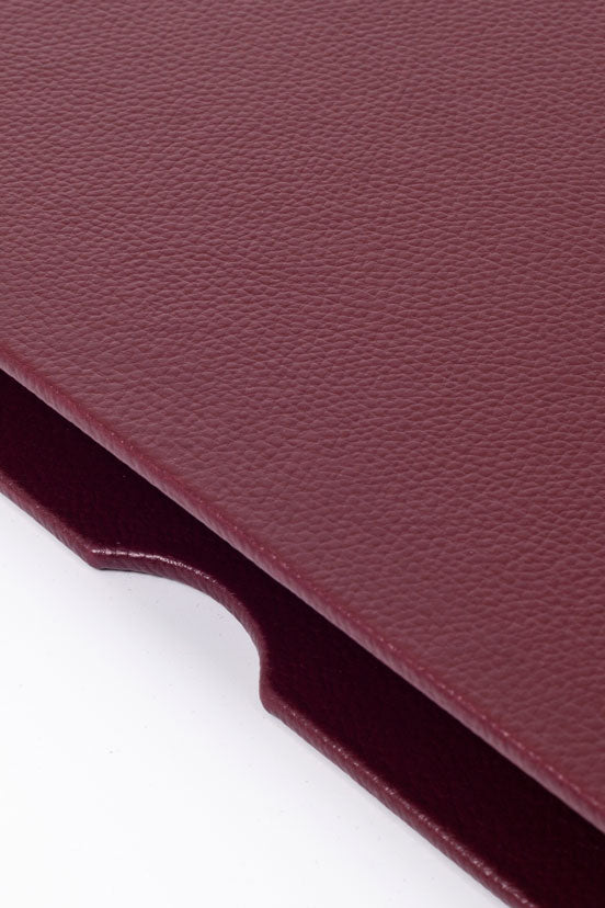 Leather Covered Desk Desk Claret Red Chrome Detailed 50x35cm