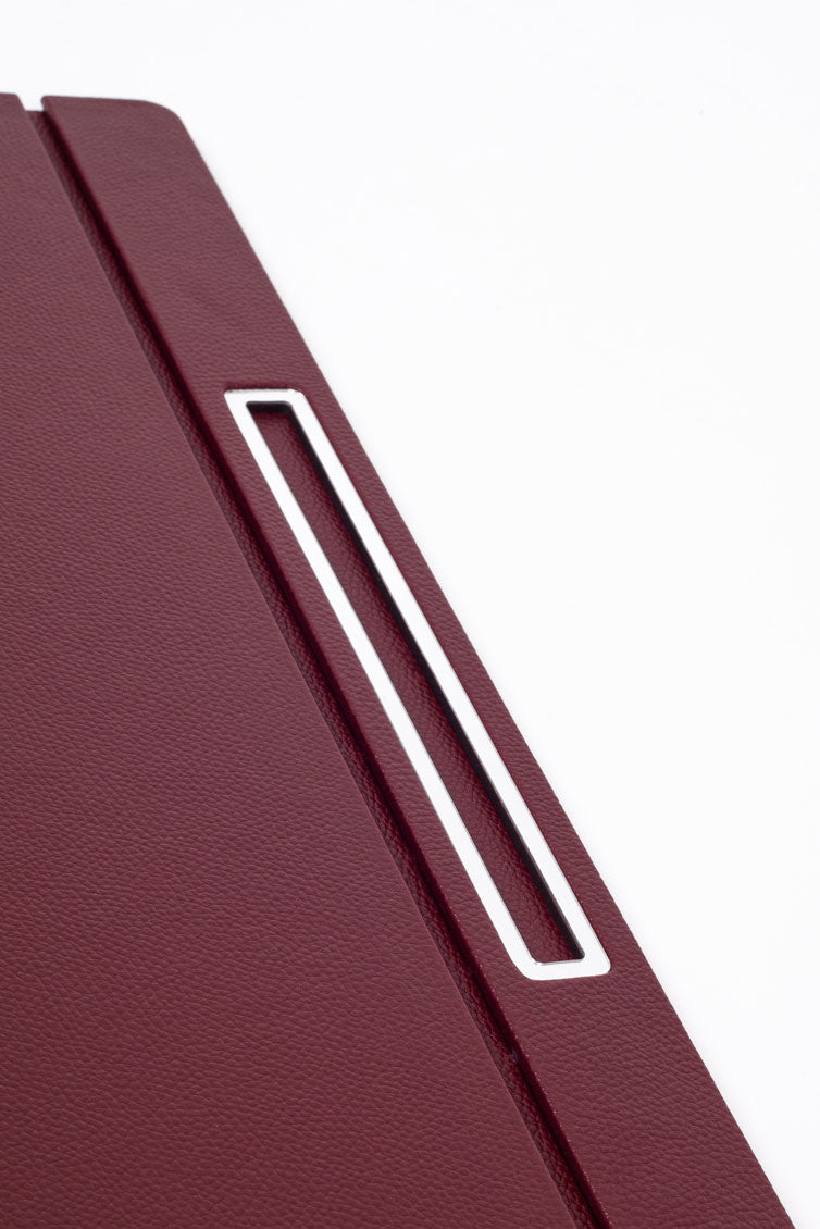 Leather Covered Desk Desk Claret Red Chrome Detailed 50x35cm