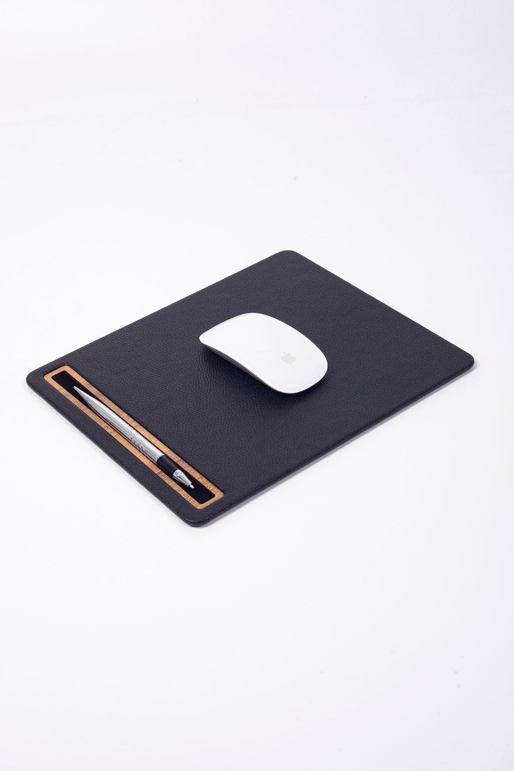 Leather Mousepad Black Wood Detailed