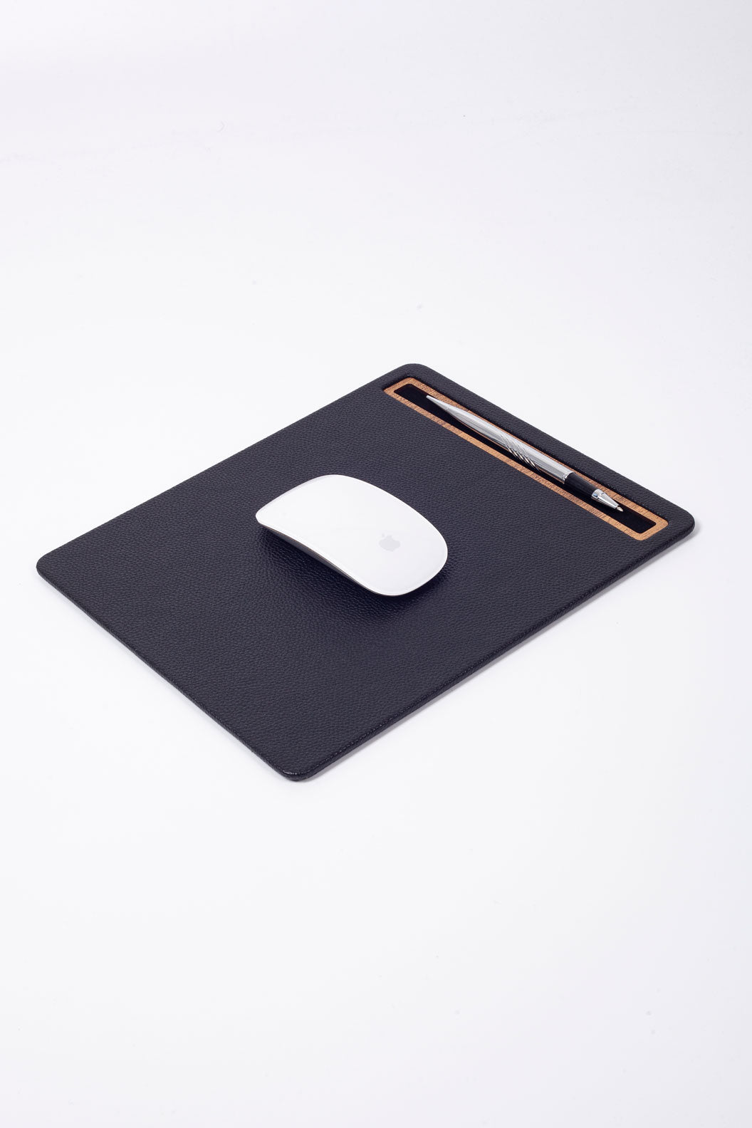 Leather Mousepad Black Wood Detailed