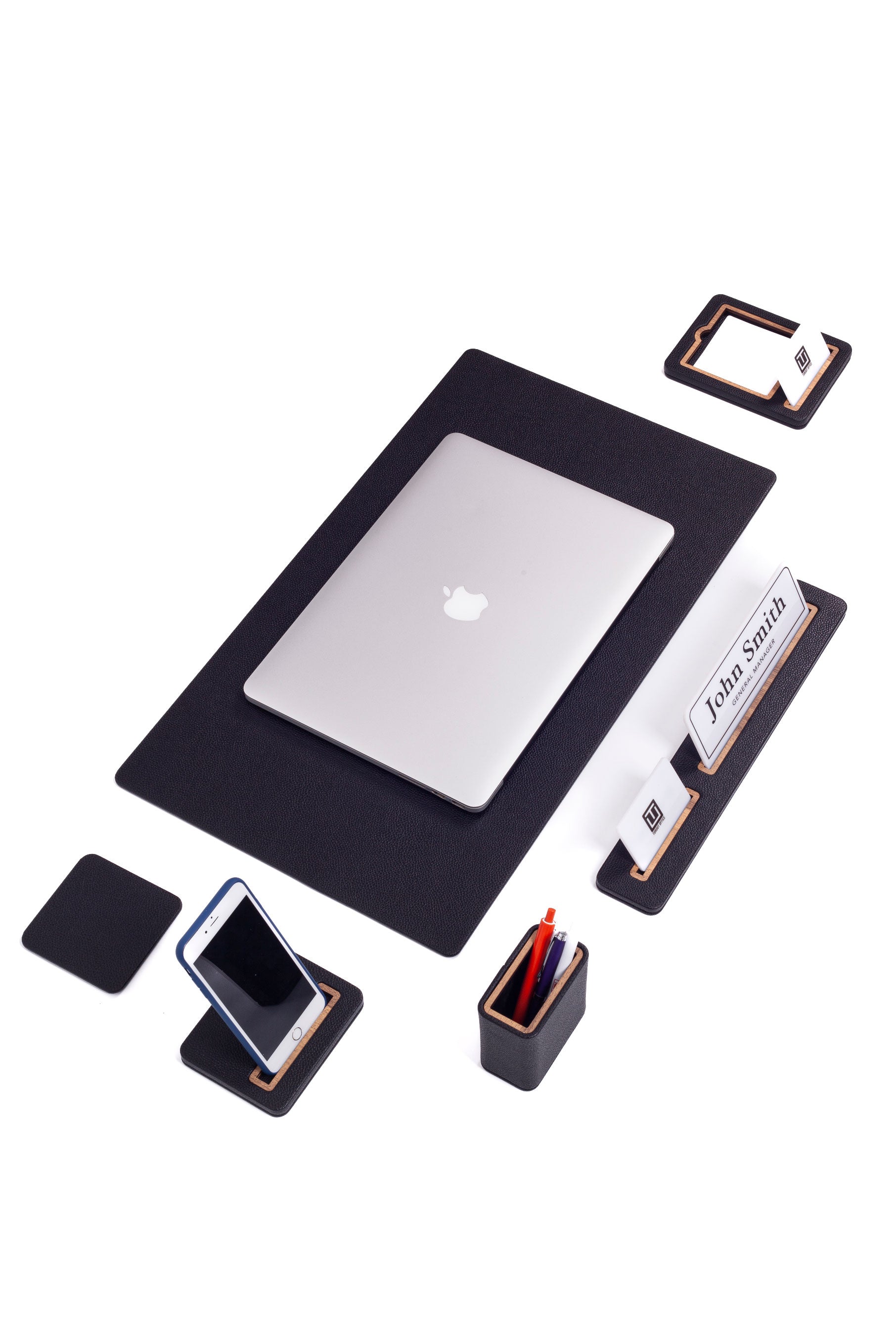 Rigel Leather Desk Set 6 Pieces with Desk Nameplate