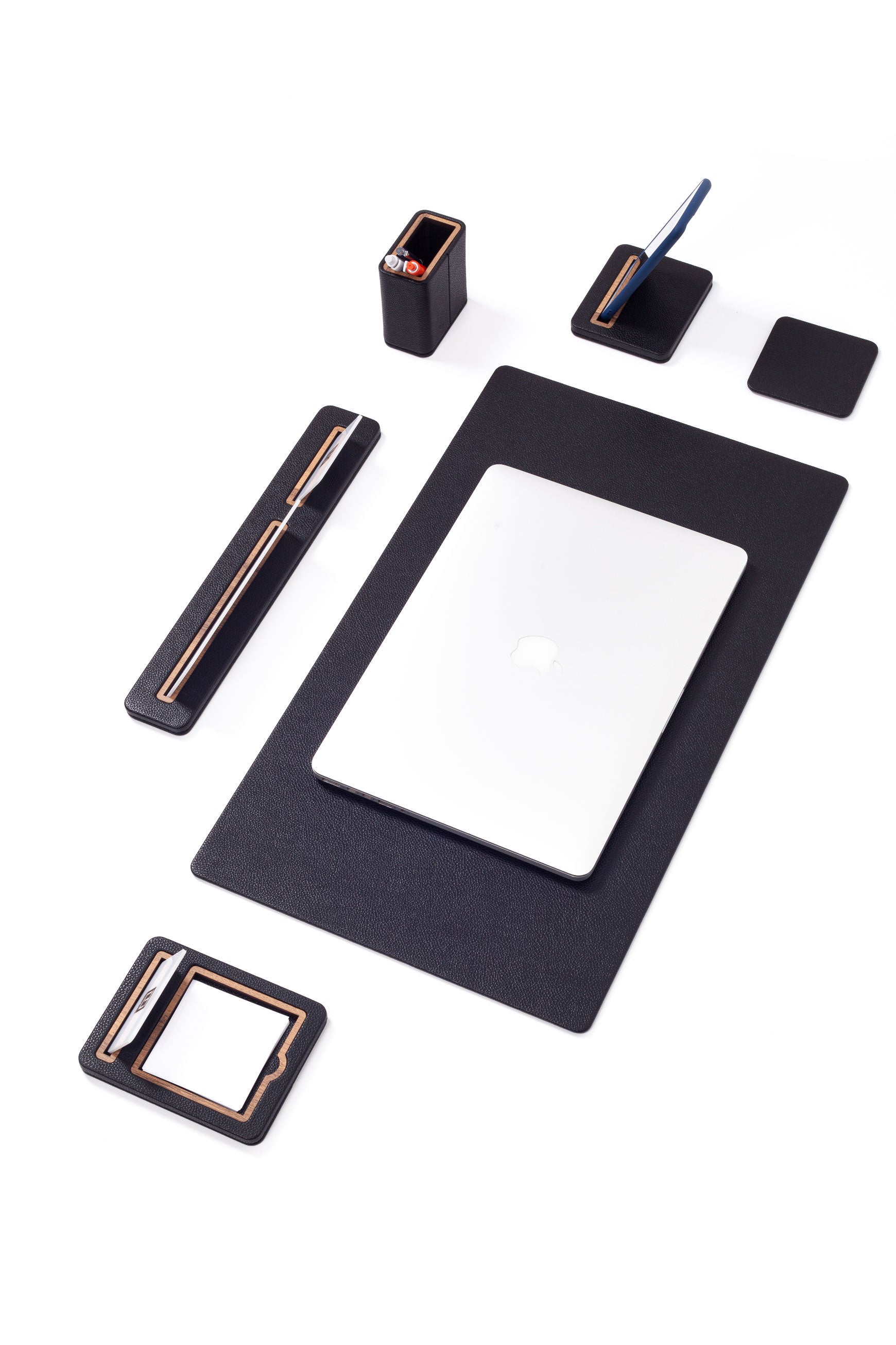 Rigel Leather Desk Set 6 Pieces with Desk Nameplate