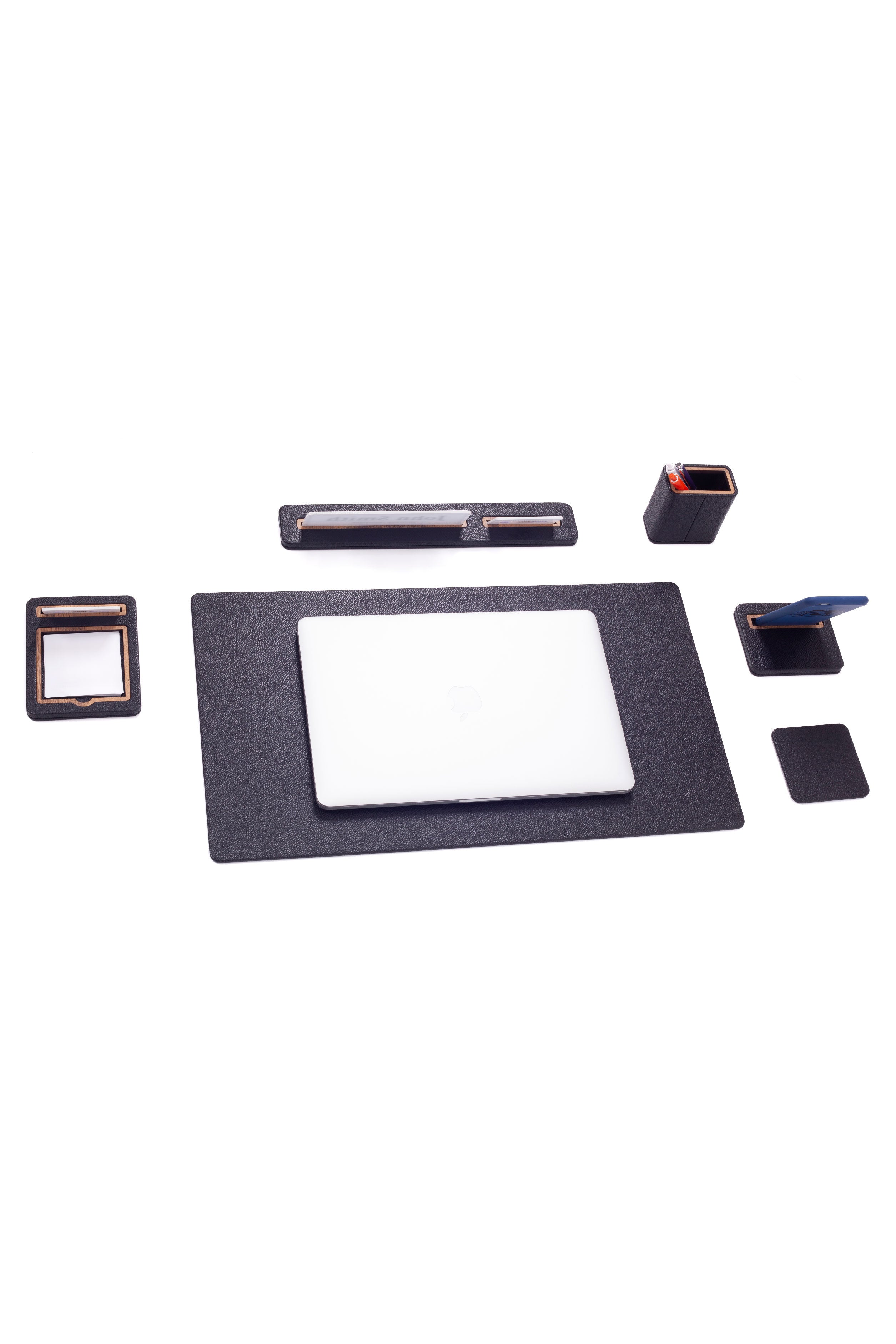 Rigel Leather Desk Set 6 Pieces with Desk Nameplate