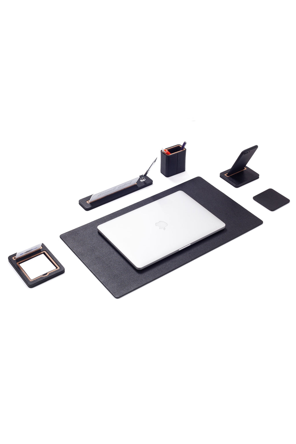 Lincoln Leather Desk Set 6 Pieces With Nameplate