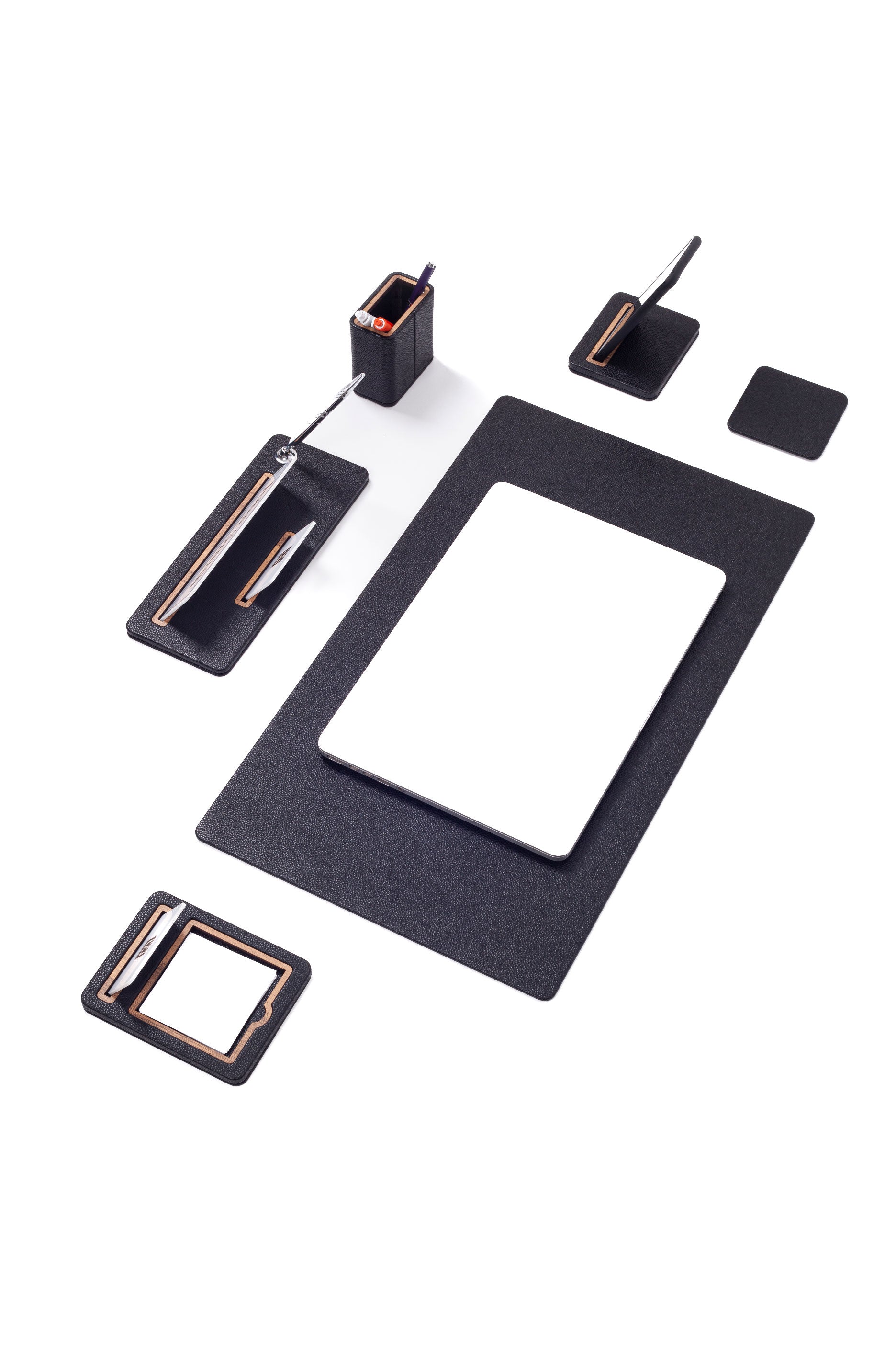 Cavalli Leather Desk Set 6 Pieces Desk with Nameplate