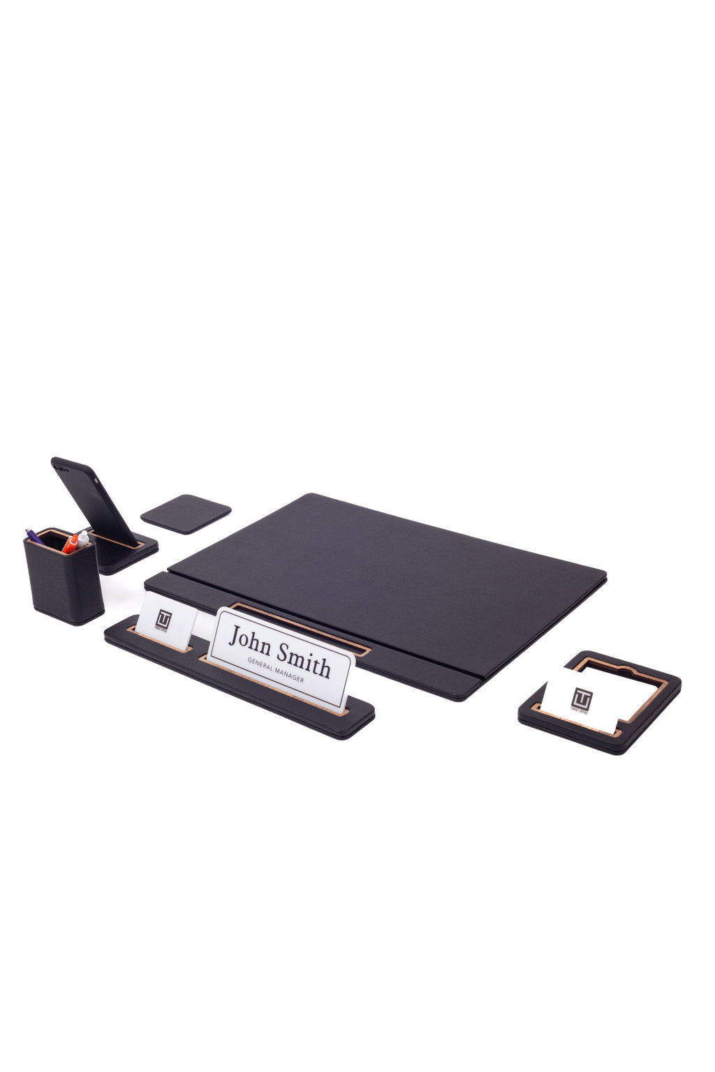 Rigel Leather Desk Set 6 Pieces Covered Model