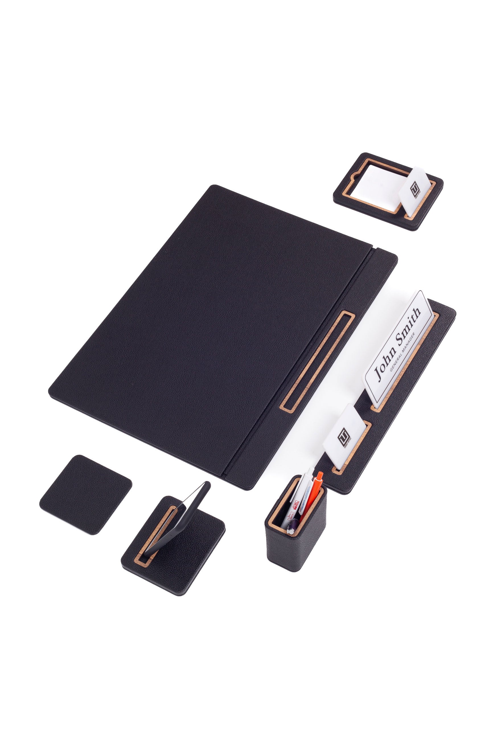 Rigel Leather Desk Set 6 Pieces Covered Model