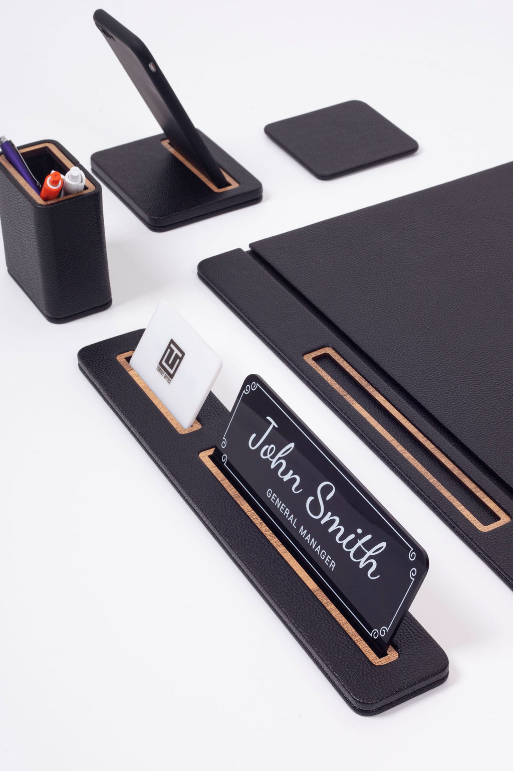 Rigel Leather Desk Set 6 Pieces Covered Model