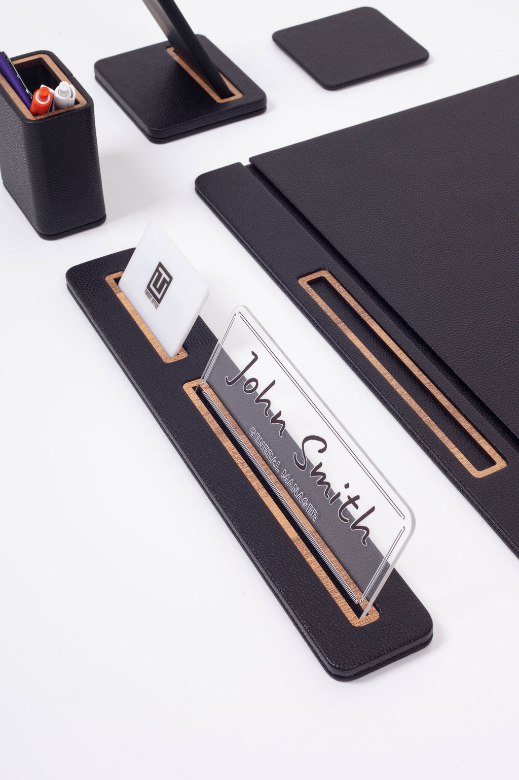 Rigel Leather Desk Set 6 Pieces Covered Model