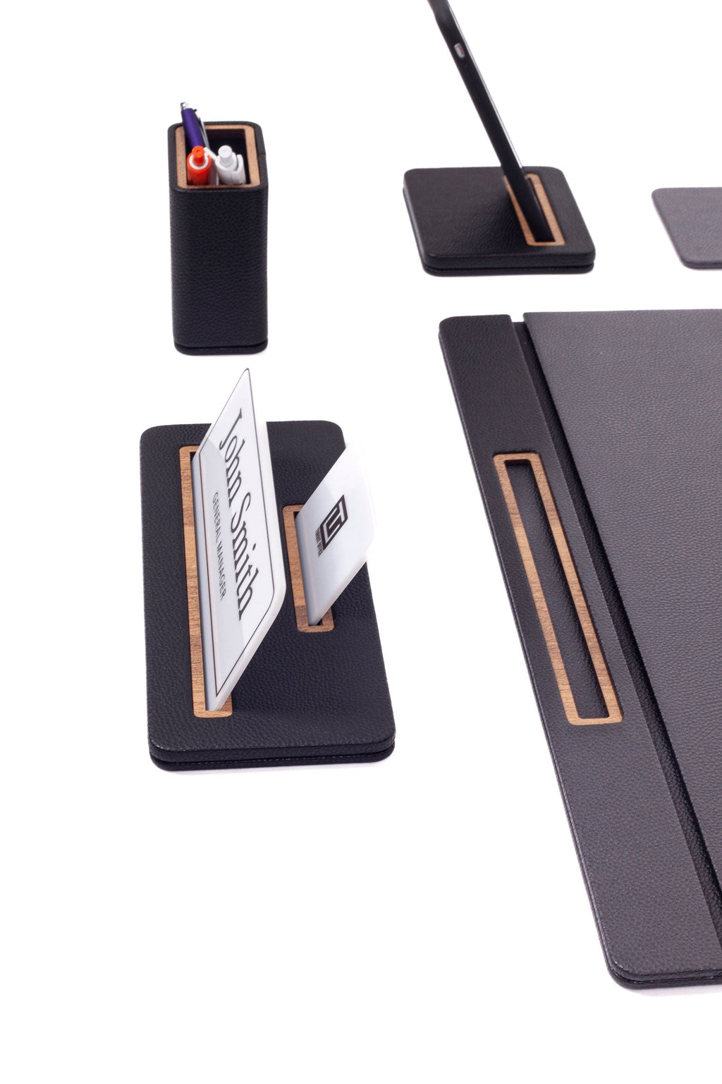 Sirus Leather Desk Set 6 Pieces Covered Model Desk With Nameplate