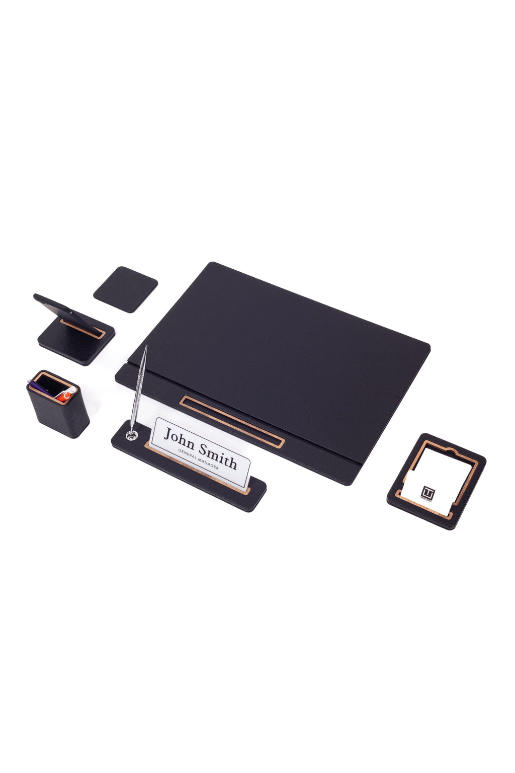 Lincoln Leather Desk Set 6 Piece Covered Model