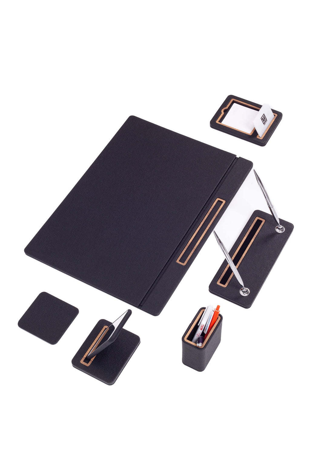 Pera Leather Desk Set 6 Piece Covered Model