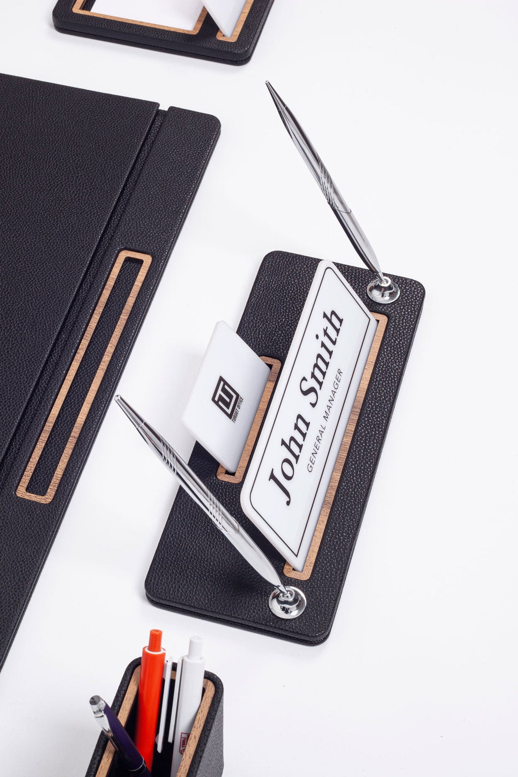 Capella Leather Desk Set 6 Pieces Covered Model Desk with Nameplate