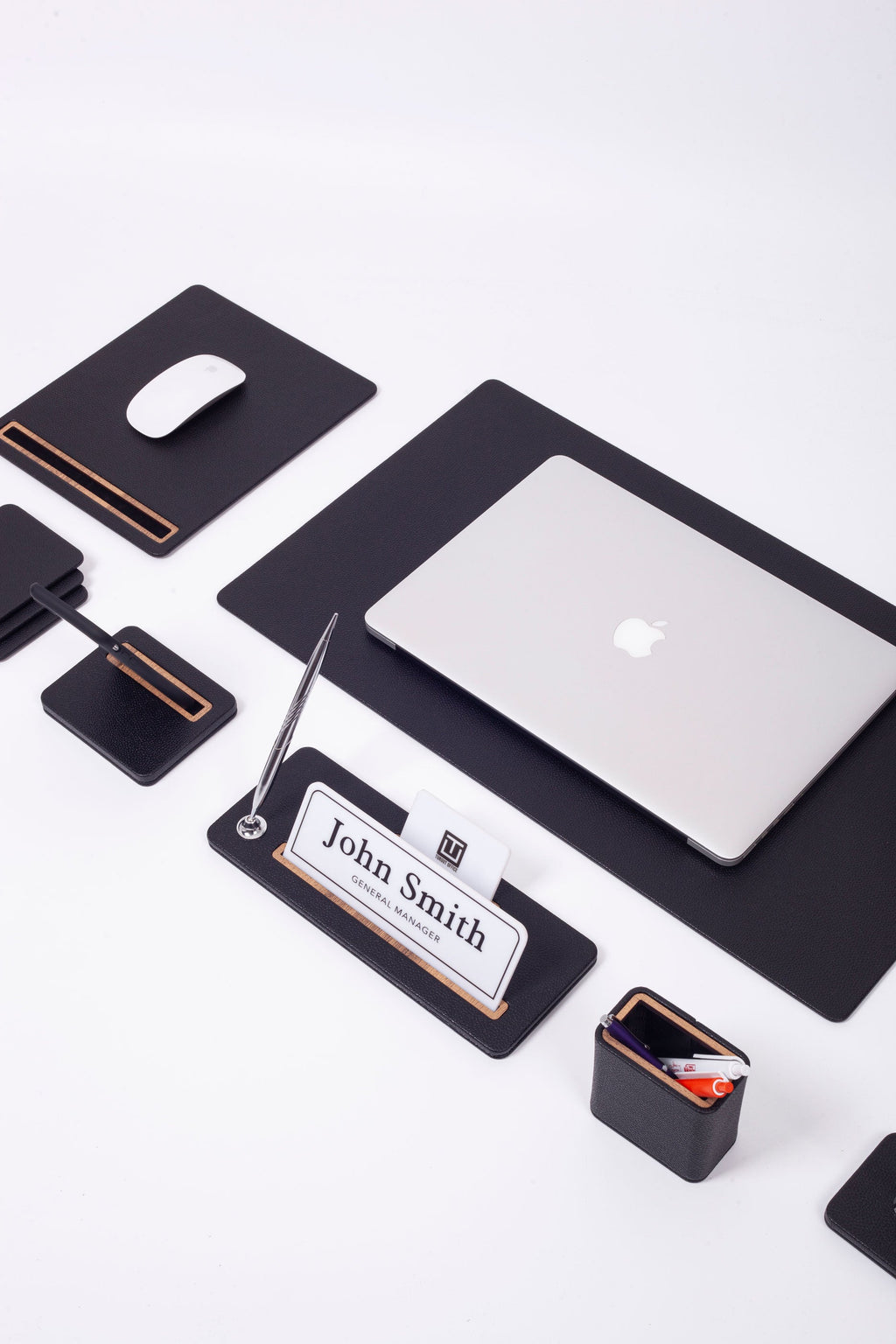 Cavalli Leather Desk Set 8 Pieces Desk with Nameplate