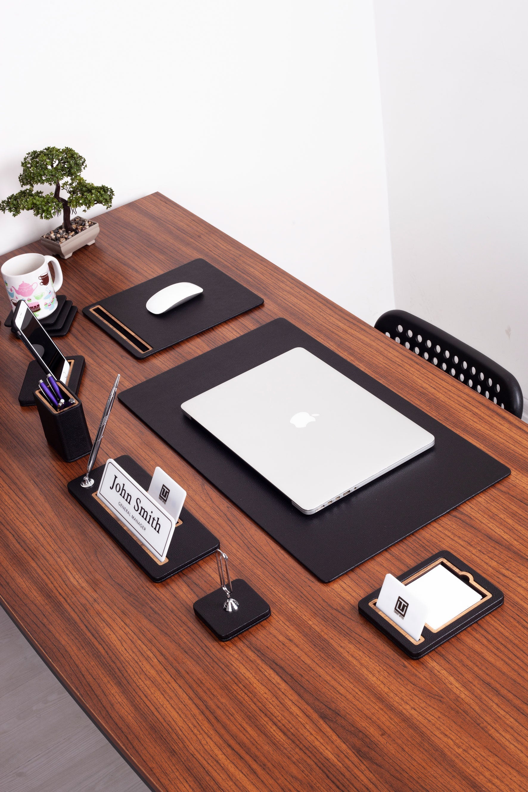 Cavalli Leather Desk Set 8 Pieces Desk with Nameplate