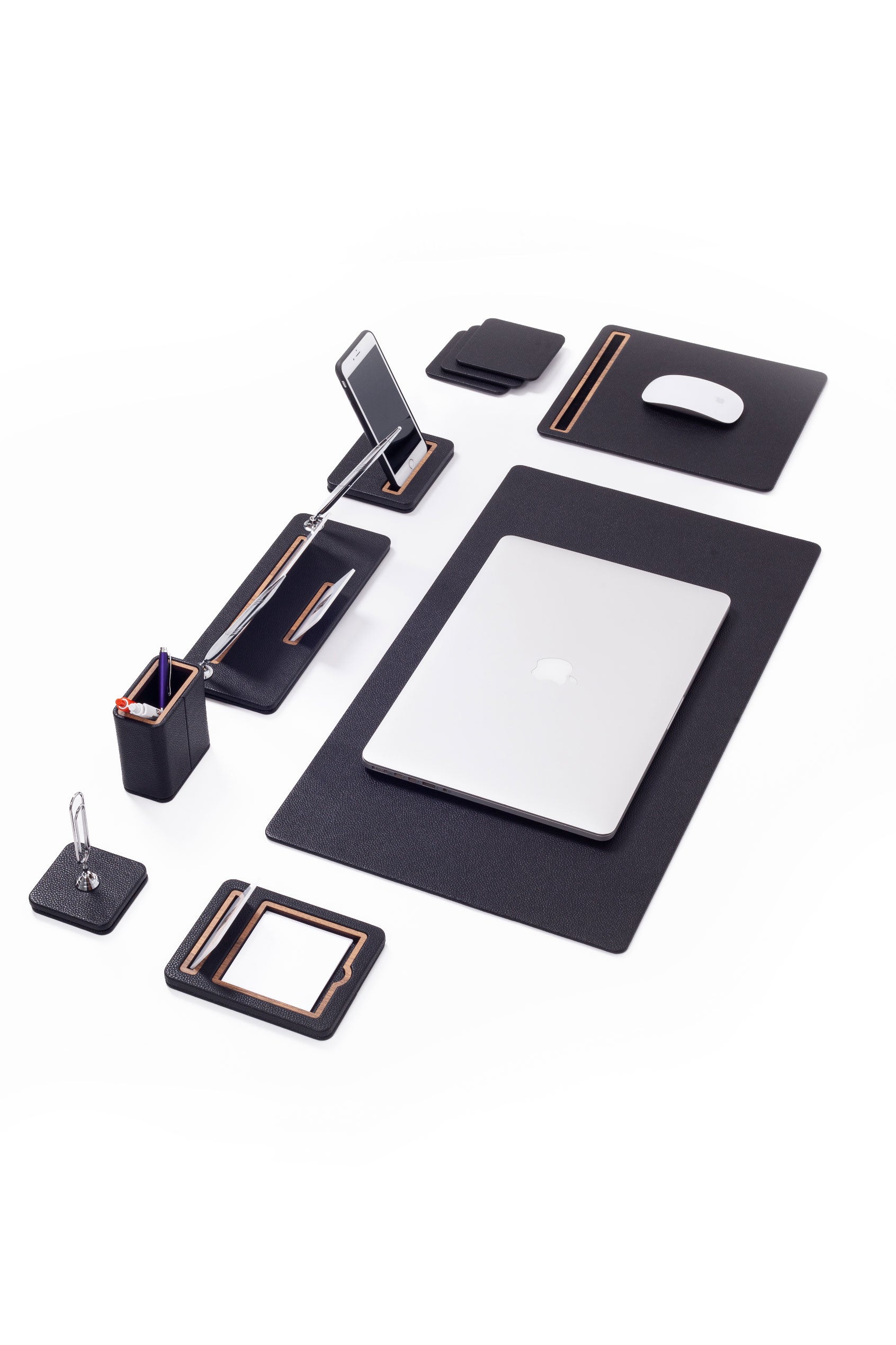 Capella Leather Desk Set with 8 Piece Desk Name