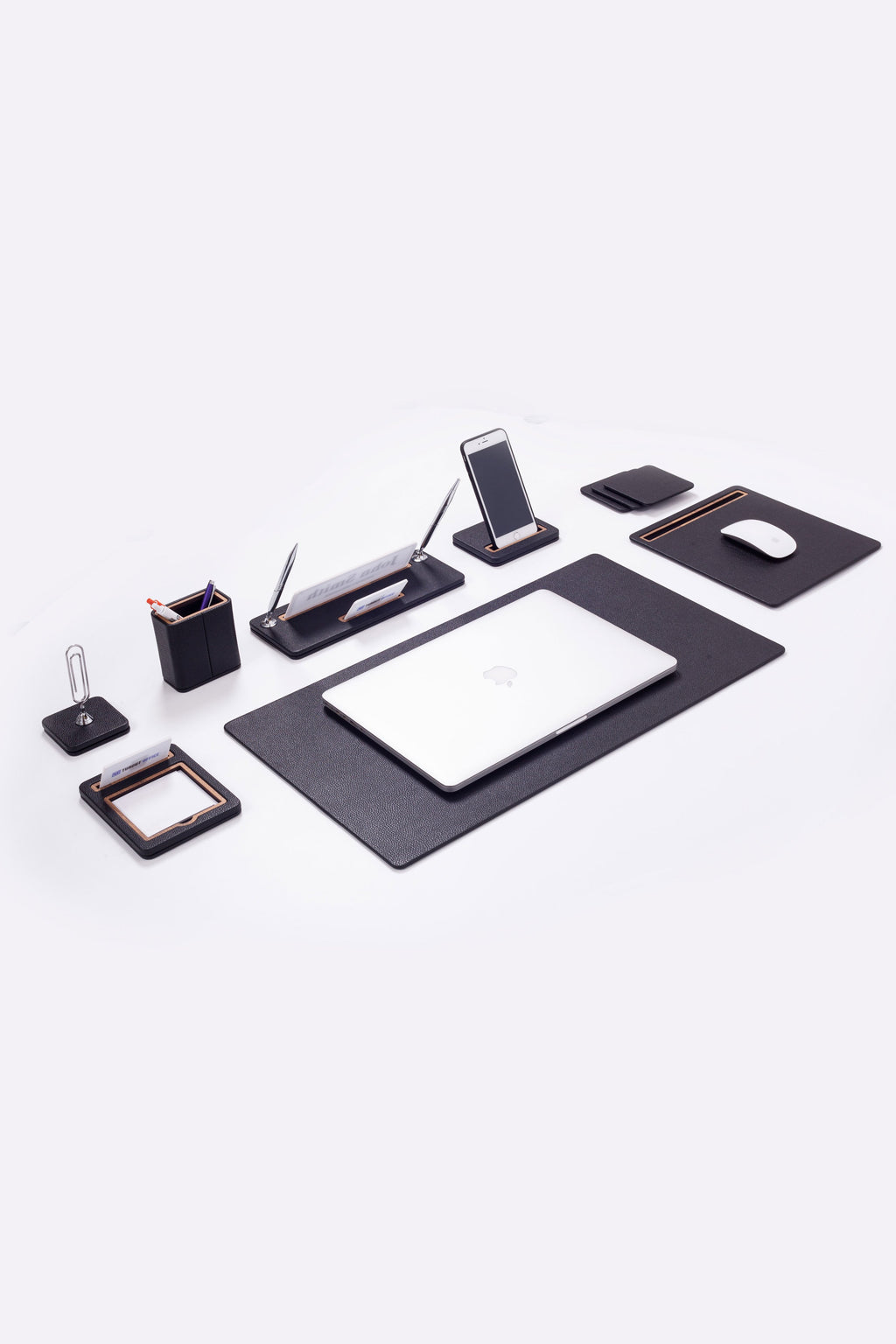 Capella Leather Desk Set with 8 Piece Desk Name