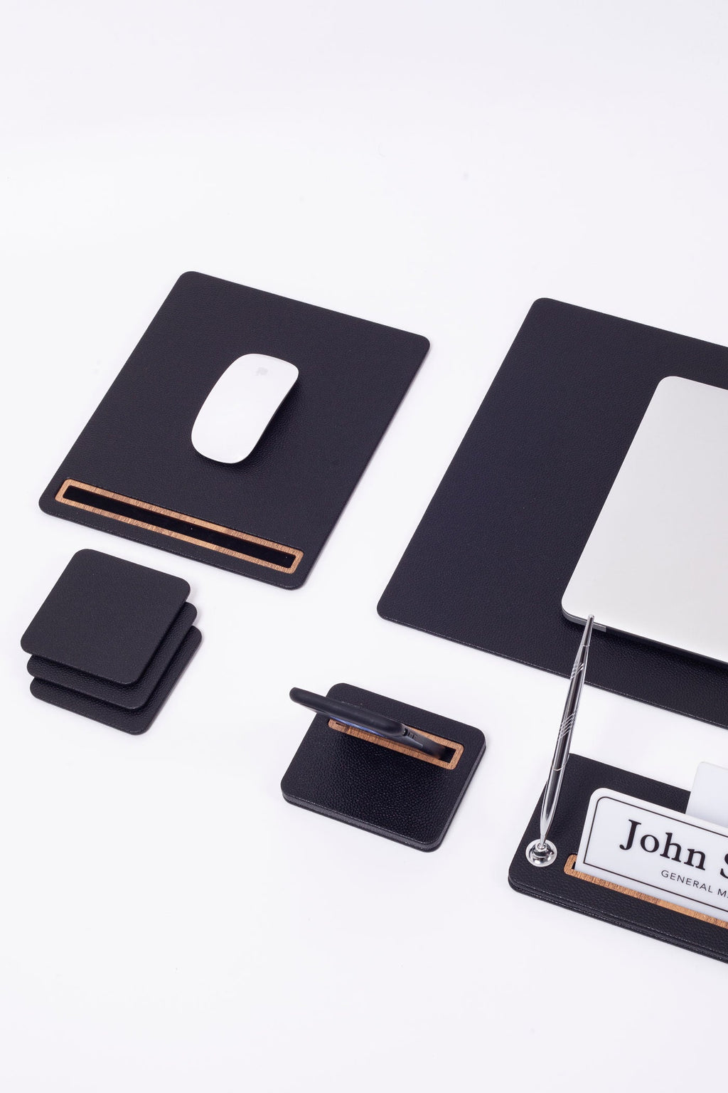 Capella Leather Desk Set with 8 Piece Desk Name