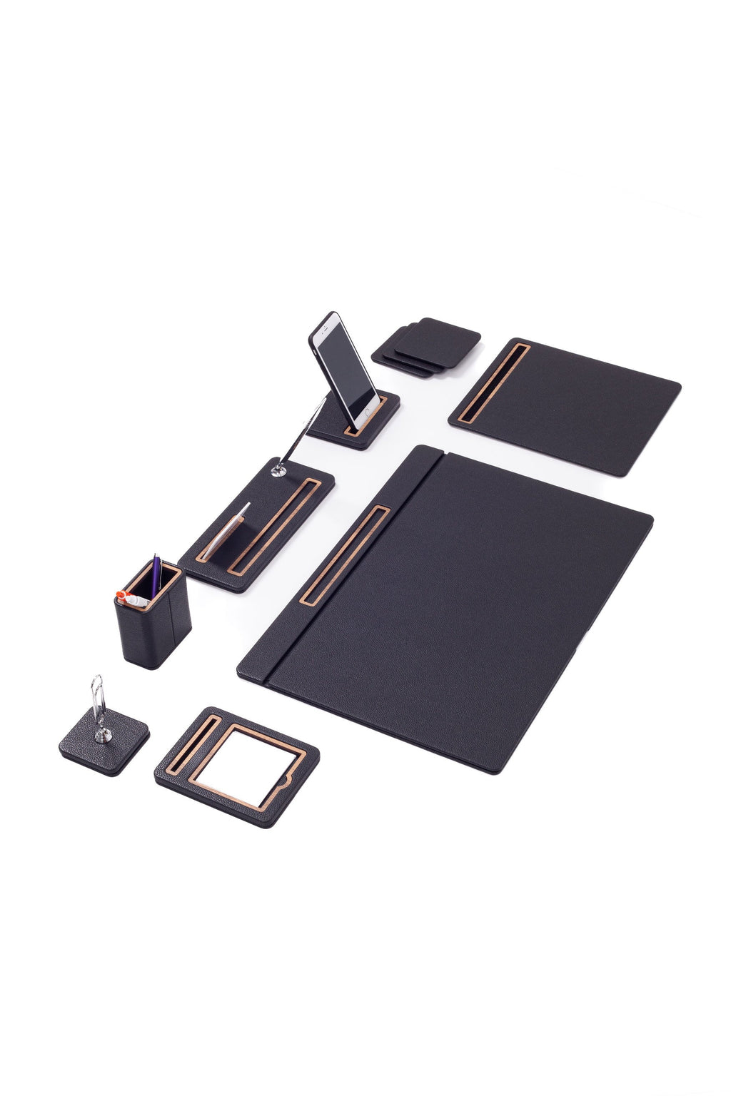 Porto Leather Desk Set 8 Piece Covered Model