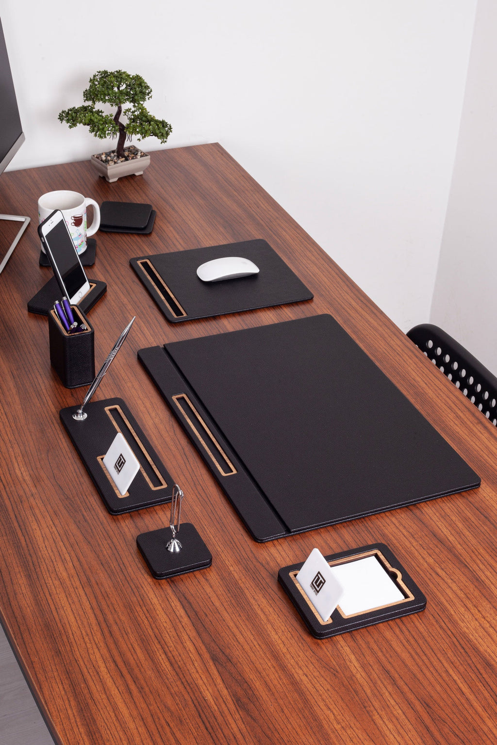 Porto Leather Desk Set 8 Piece Covered Model