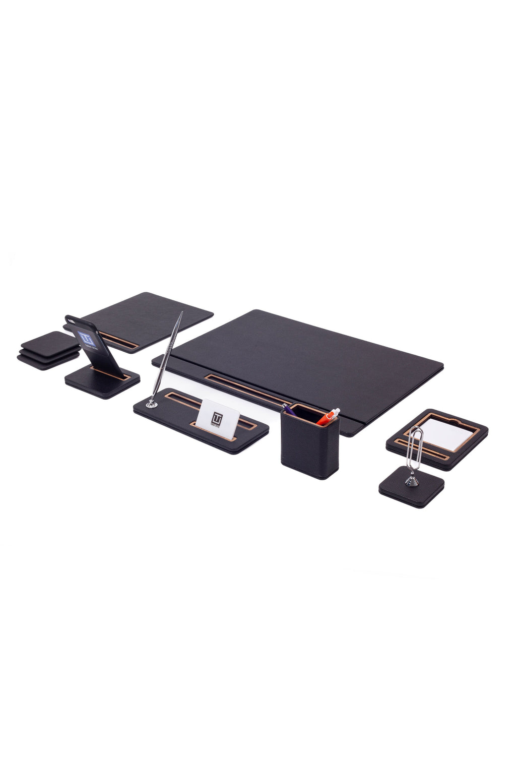 Porto Leather Desk Set 8 Piece Covered Model