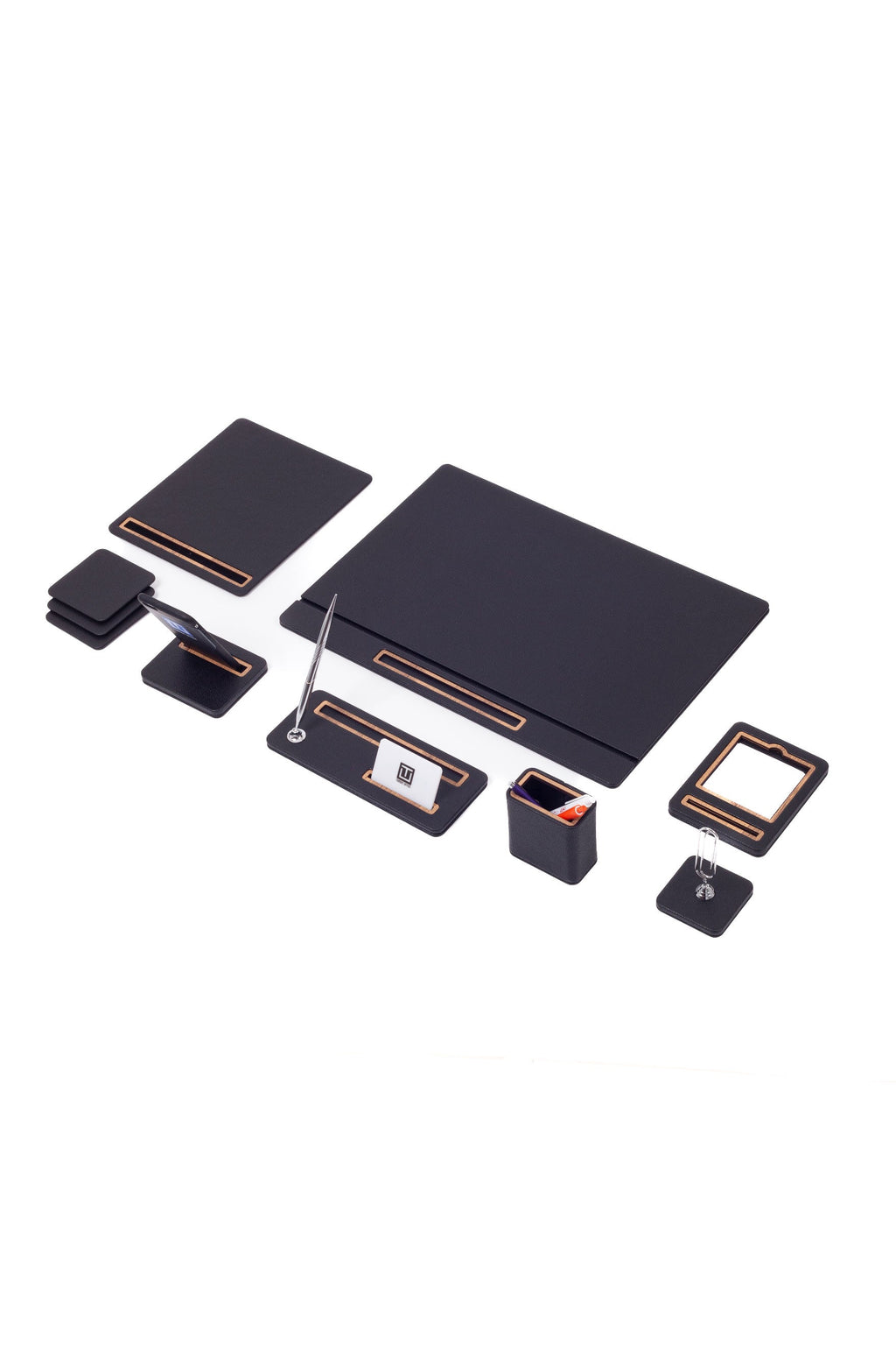 Porto Leather Desk Set 8 Piece Covered Model