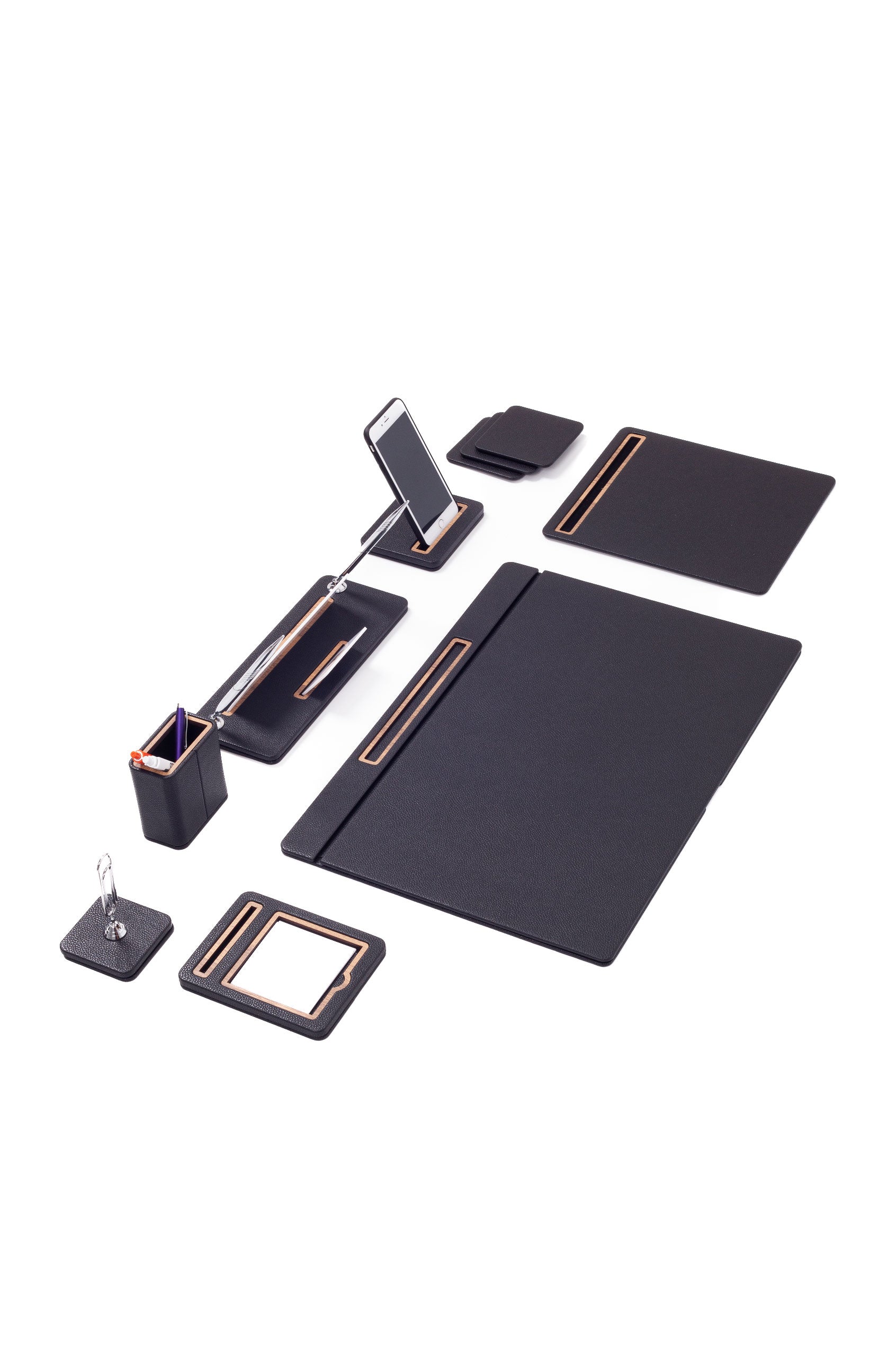 Capella Leather Desk Set 8 Piece Covered Model