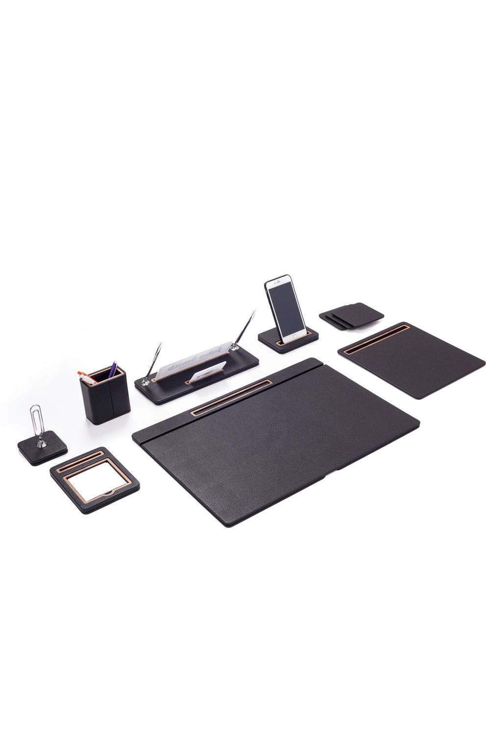 Capella Leather Desk Set 8 Piece Covered Model
