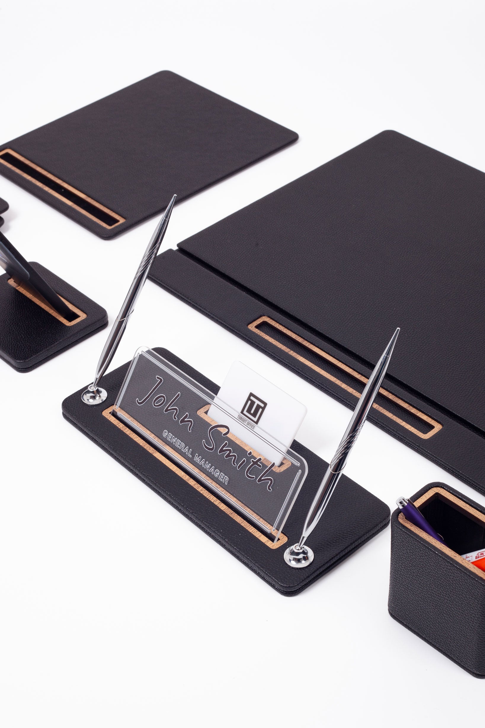 Capella Leather Desk Set 8 Piece Covered Model