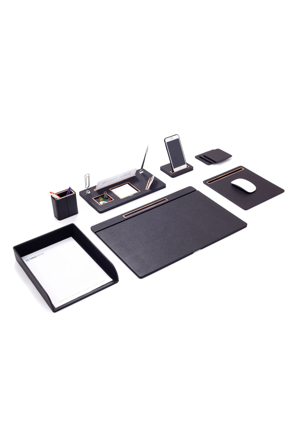 Royal Leather Desk Set 7 Piece Covered Model