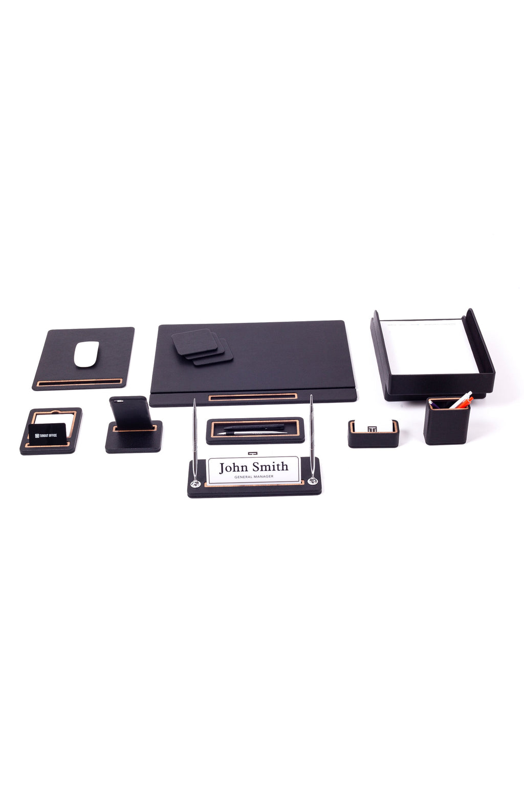 Capella Leather Desk Set 11 Pcs. Cover Model With Double Document Shelf