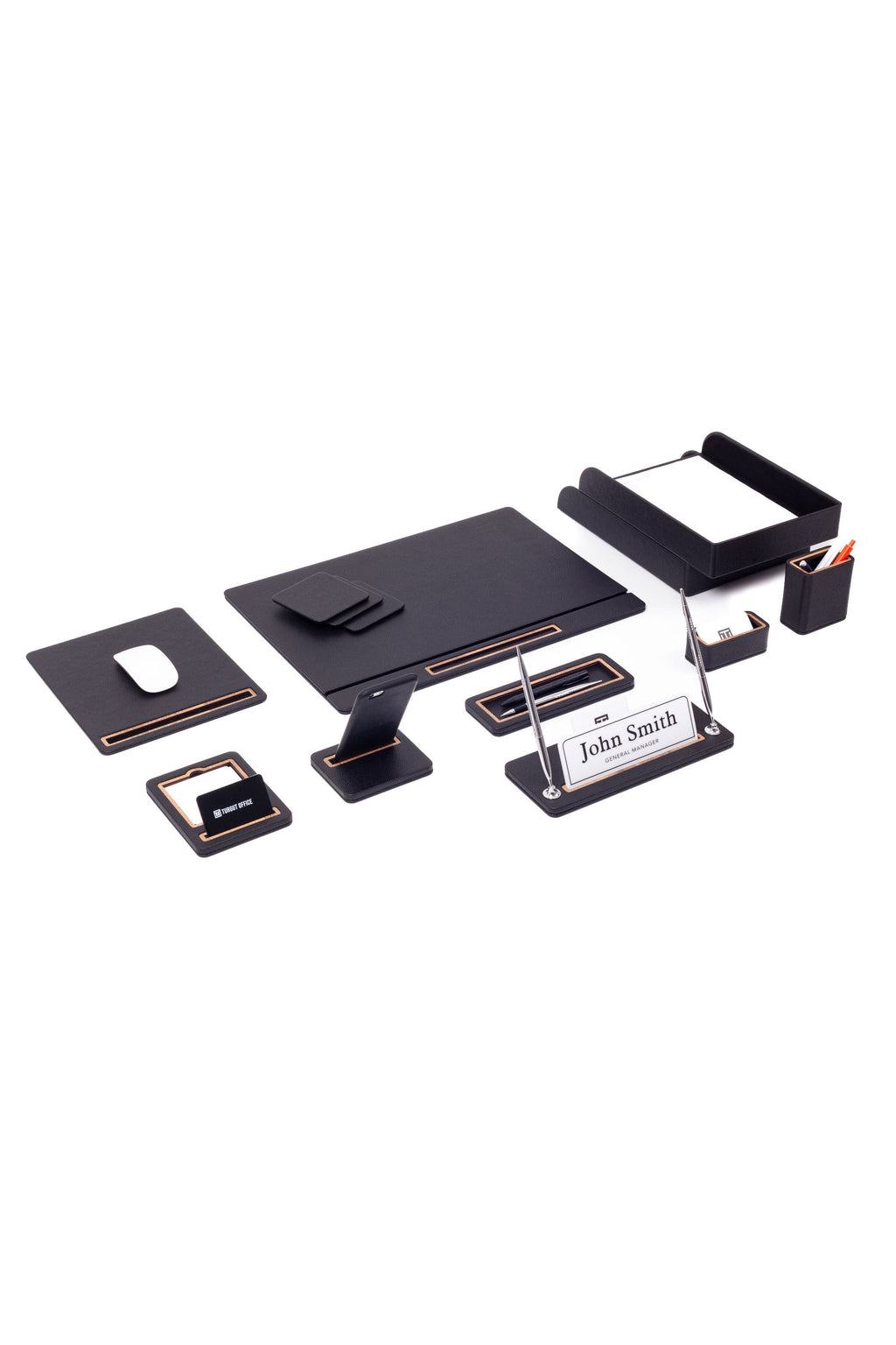 Capella Leather Desk Set 11 Pcs. Cover Model With Double Document Shelf