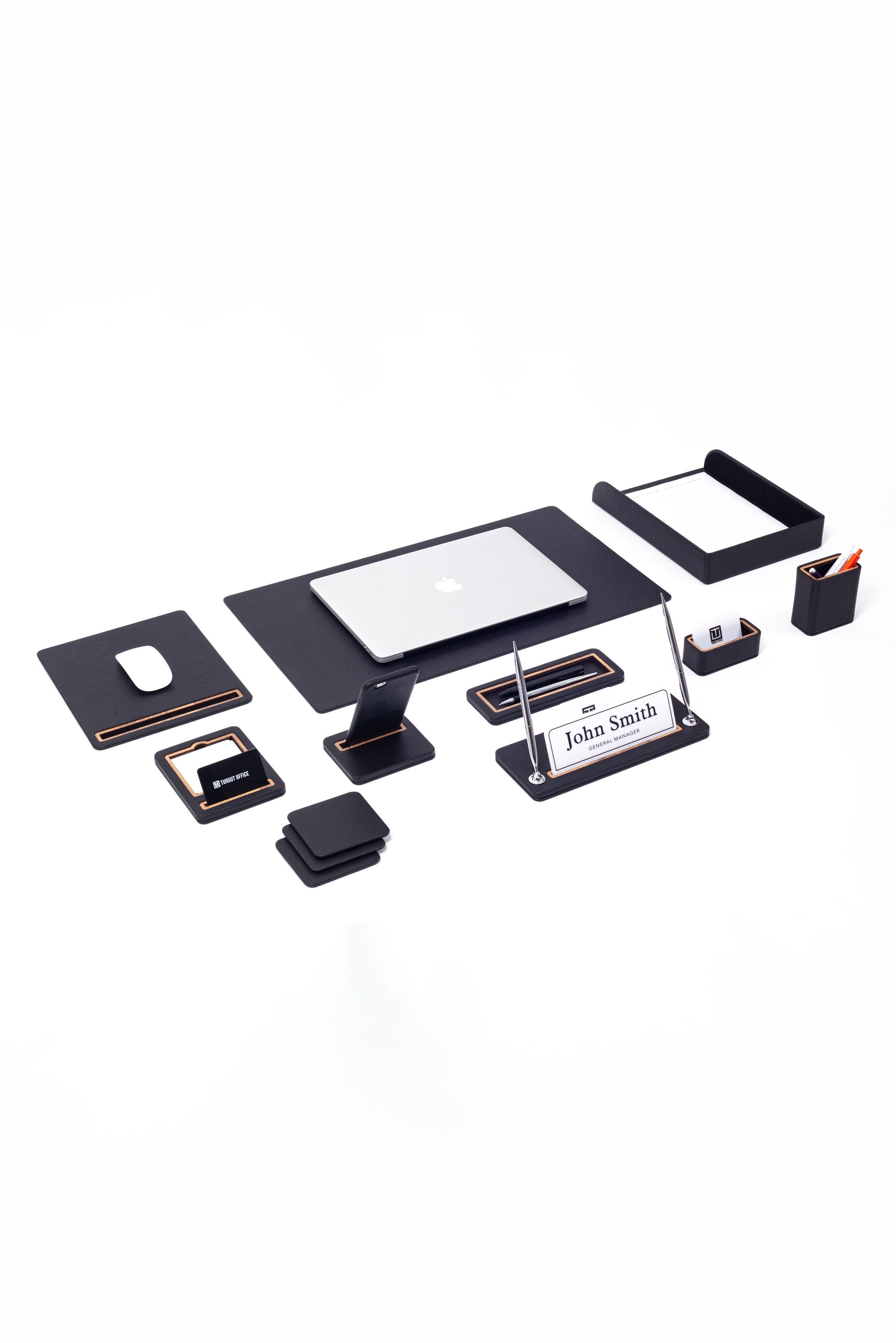 Capella Leather Desk Set 10 Pieces With Single Document Shelf