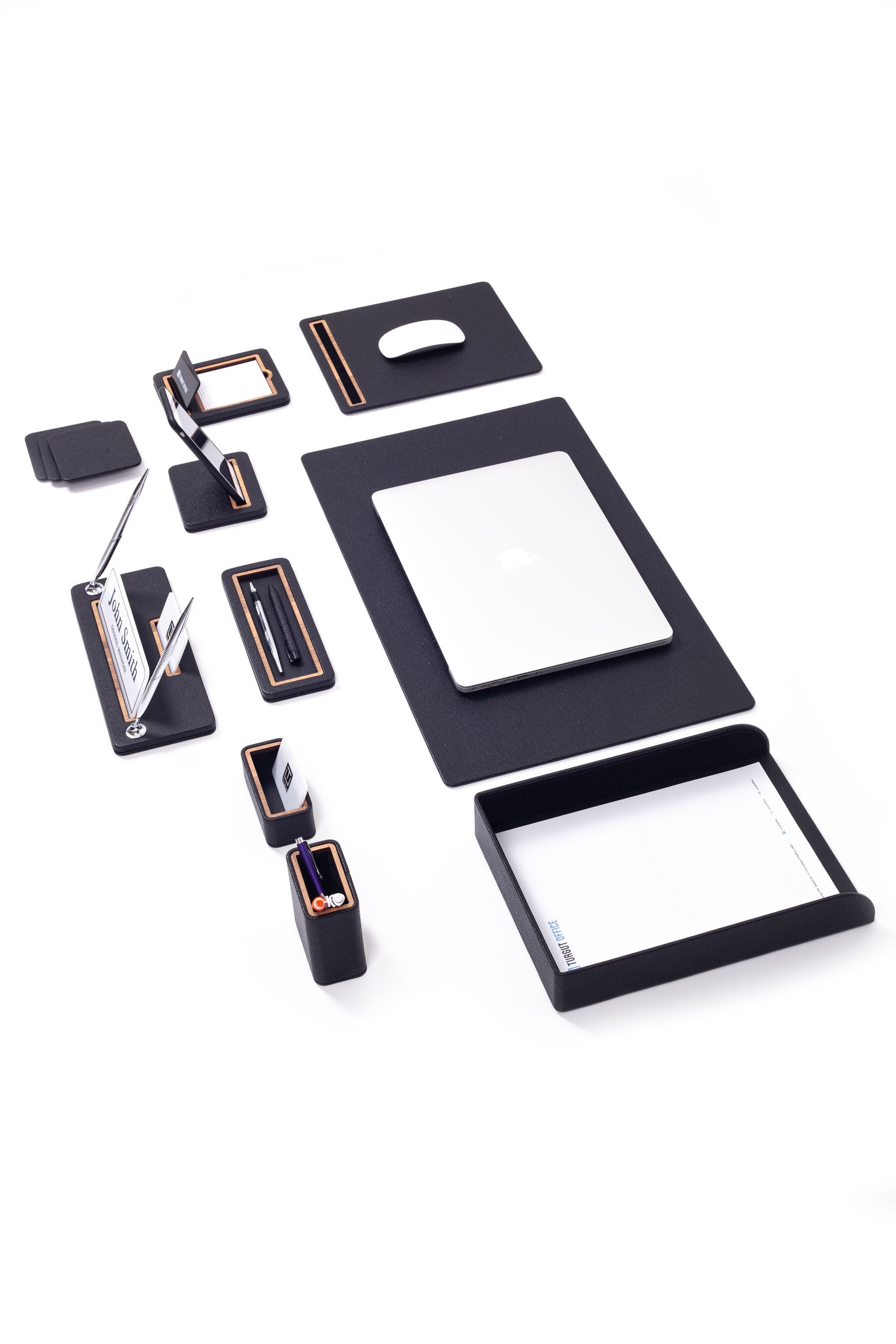 Capella Leather Desk Set 10 Pieces With Single Document Shelf