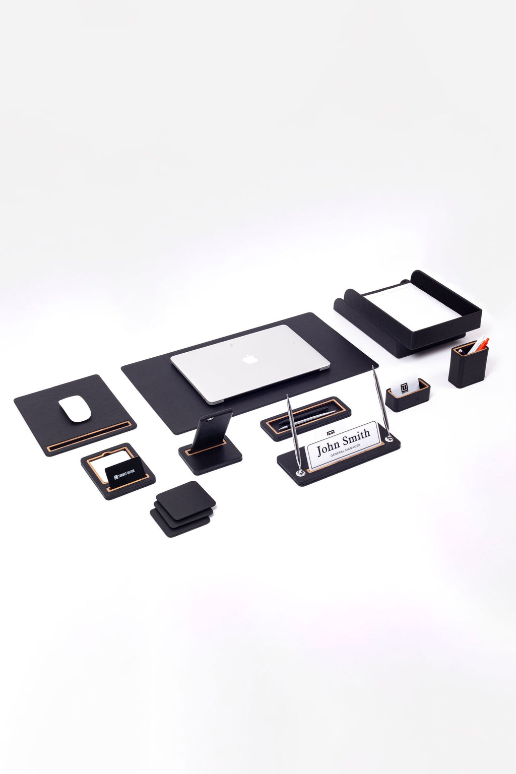 Capella Leather Desk Set 11 Pieces With Double Document Shelf