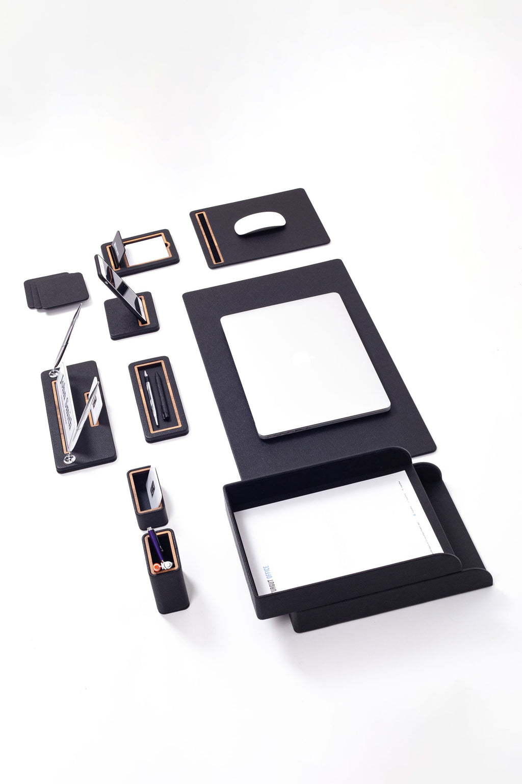 Capella Leather Desk Set 11 Pieces With Double Document Shelf