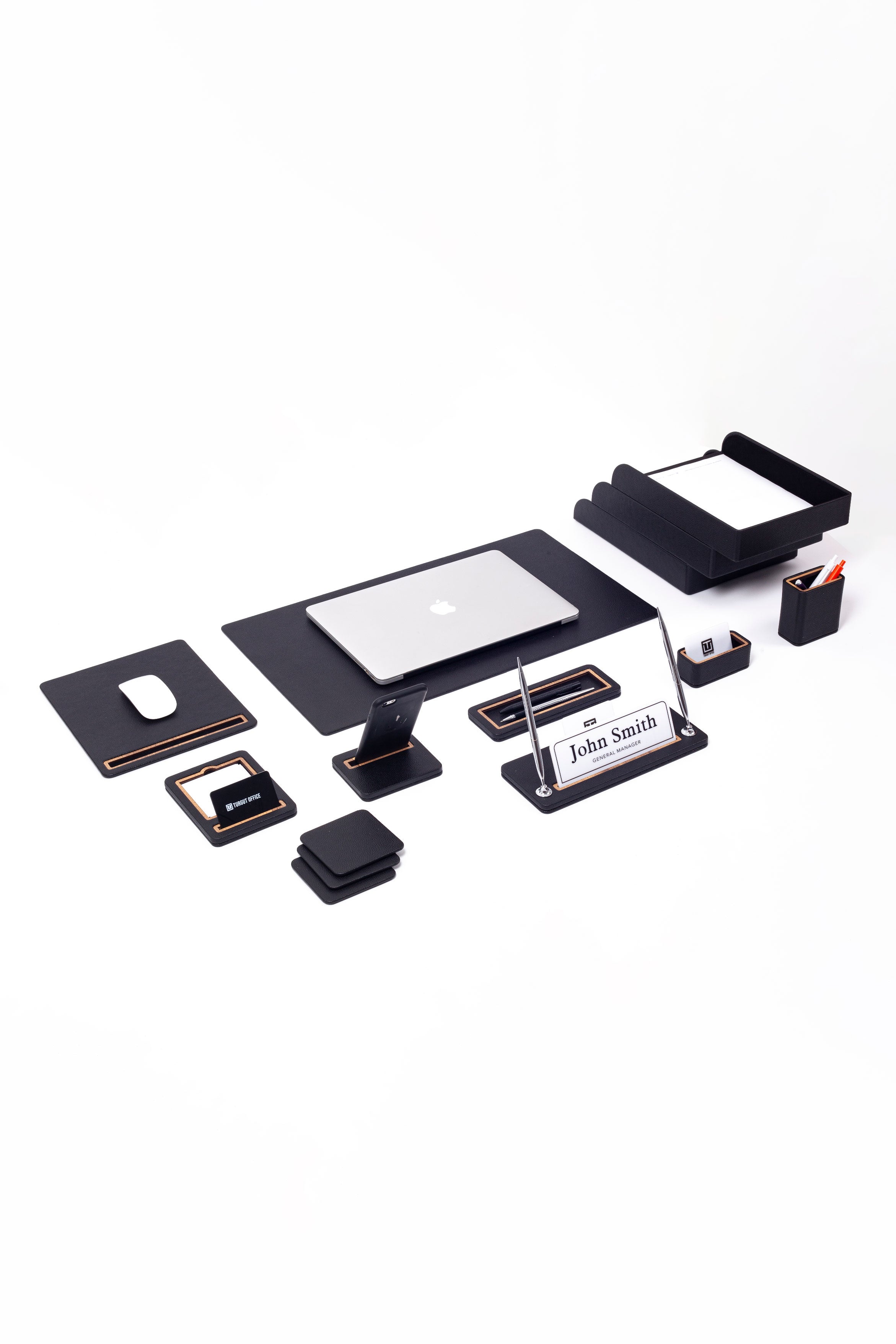 Capella Leather Desk Set 12 Pieces With Three Document Shelves