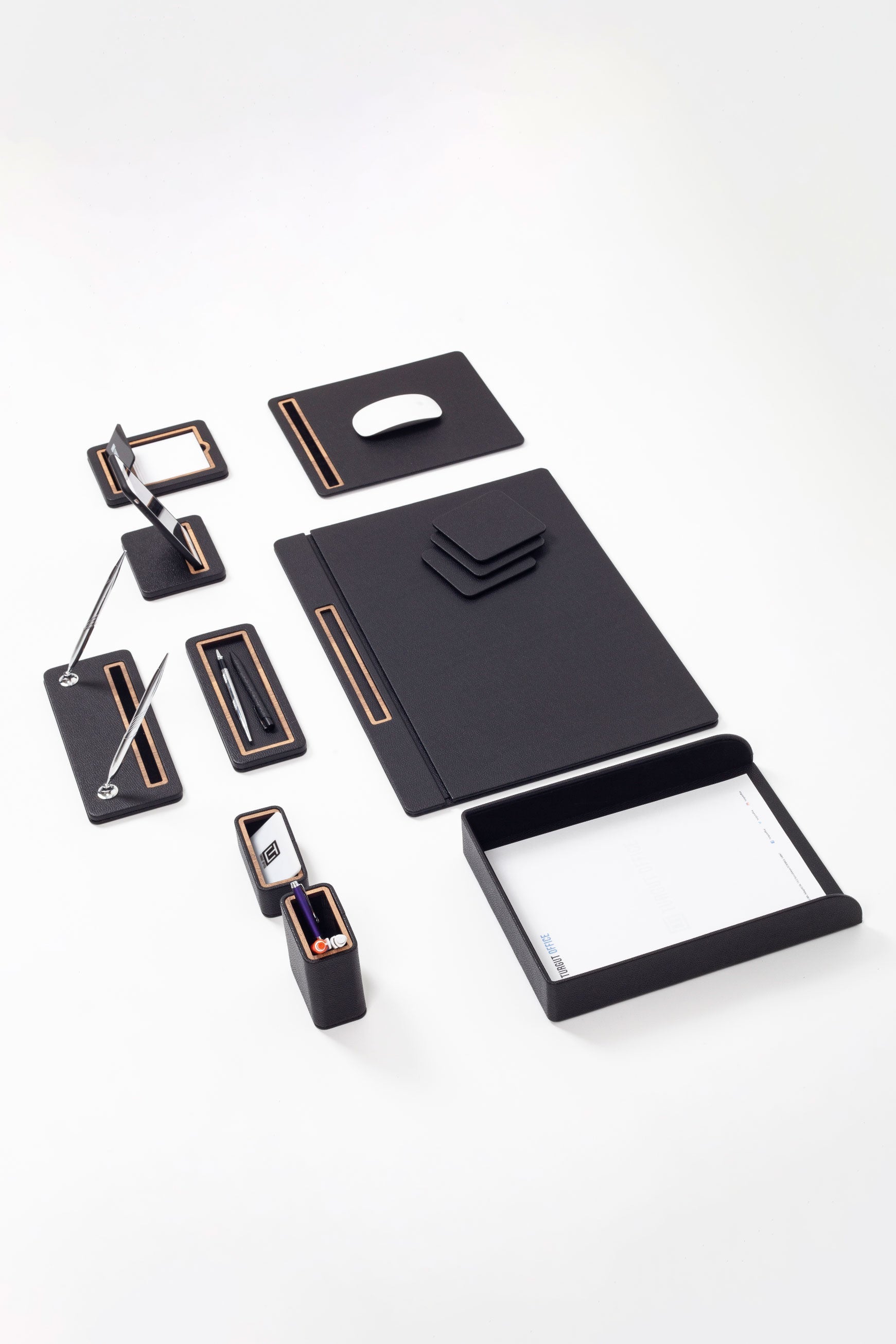 Pera Leather Desk Set 10 Pieces Covered Model Single Document Shelf