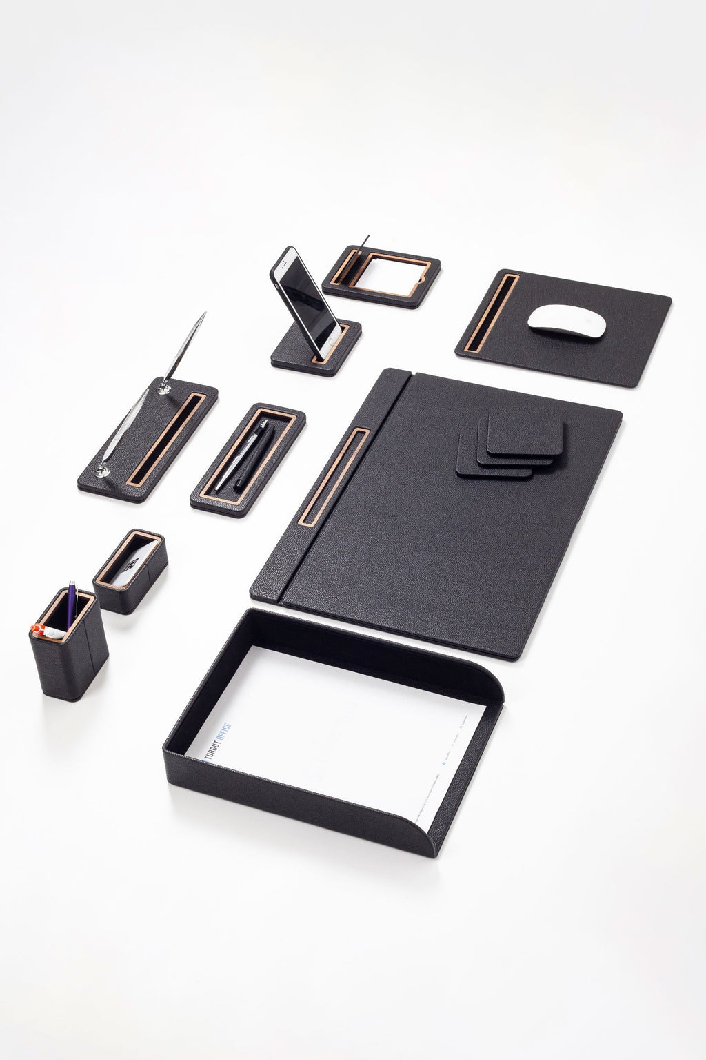 Pera Leather Desk Set 10 Pieces Covered Model Single Document Shelf