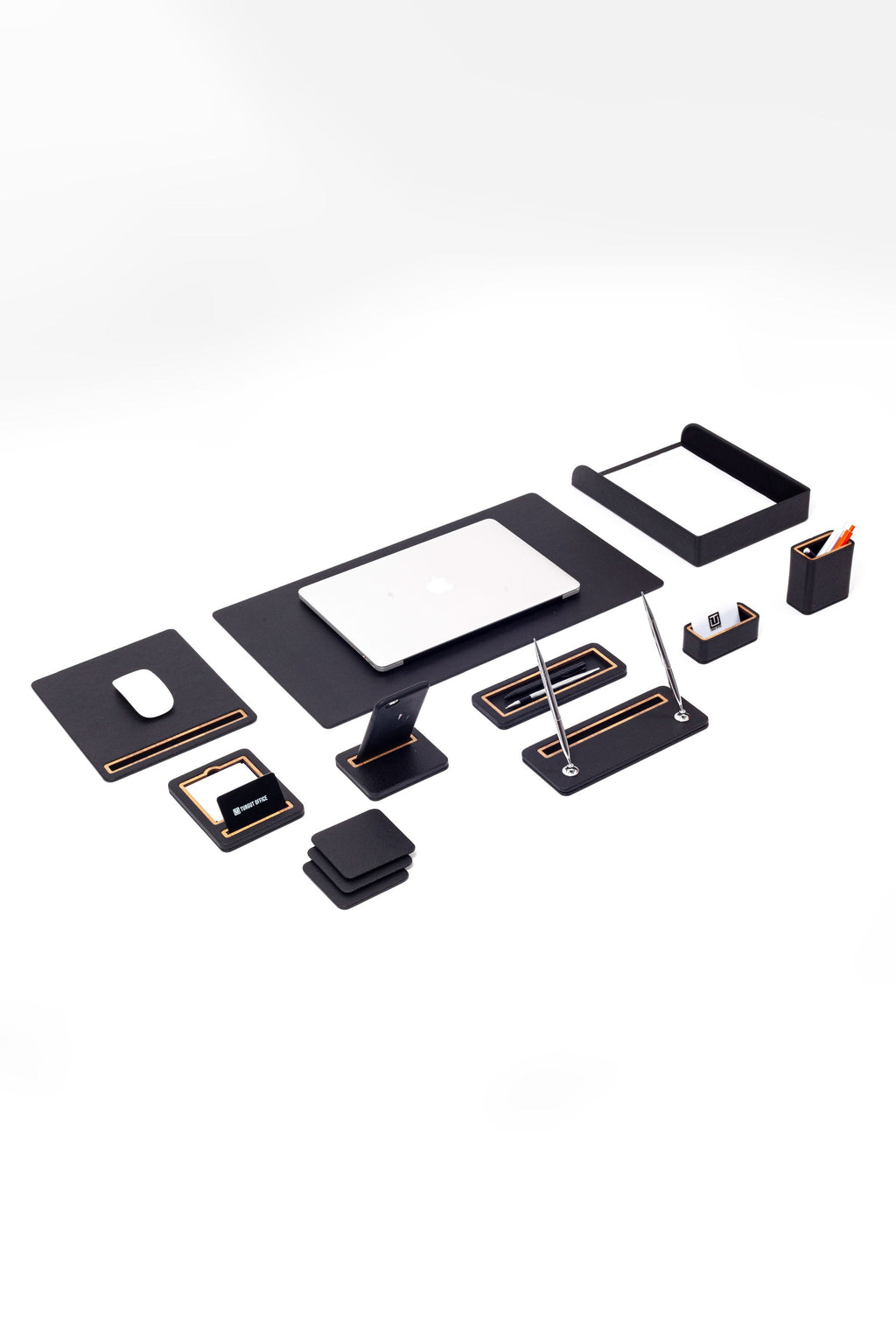 Pera Leather Desk Set 10 Pieces Single Document Rack