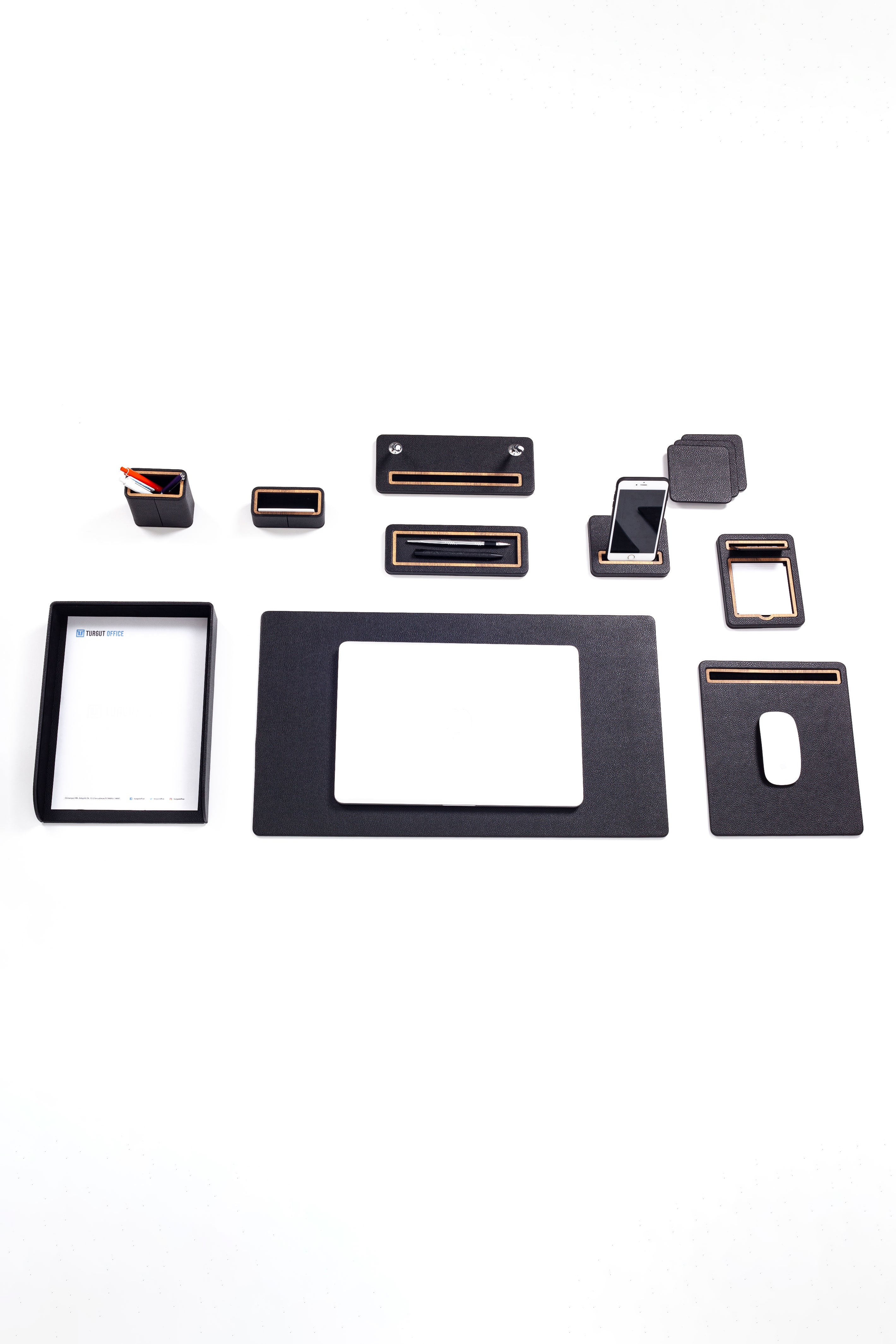 Pera Leather Desk Set 10 Pieces Single Document Rack