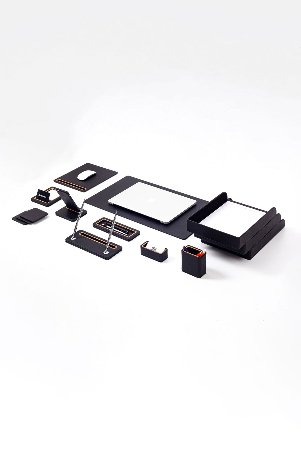 Pera Leather Desk Set 12 Pieces With Three Document Shelves