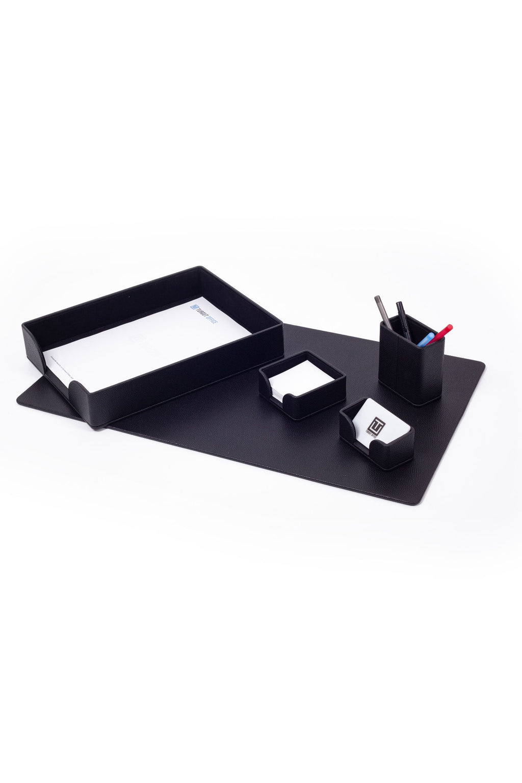 Felix Leather Desk Set Black 5 Pieces