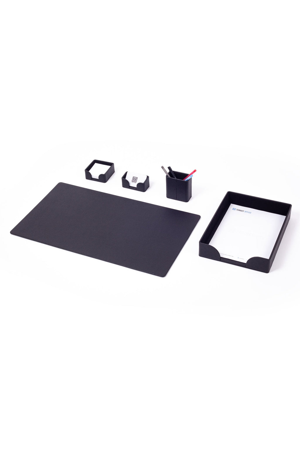 Felix Leather Desk Set Black 5 Pieces